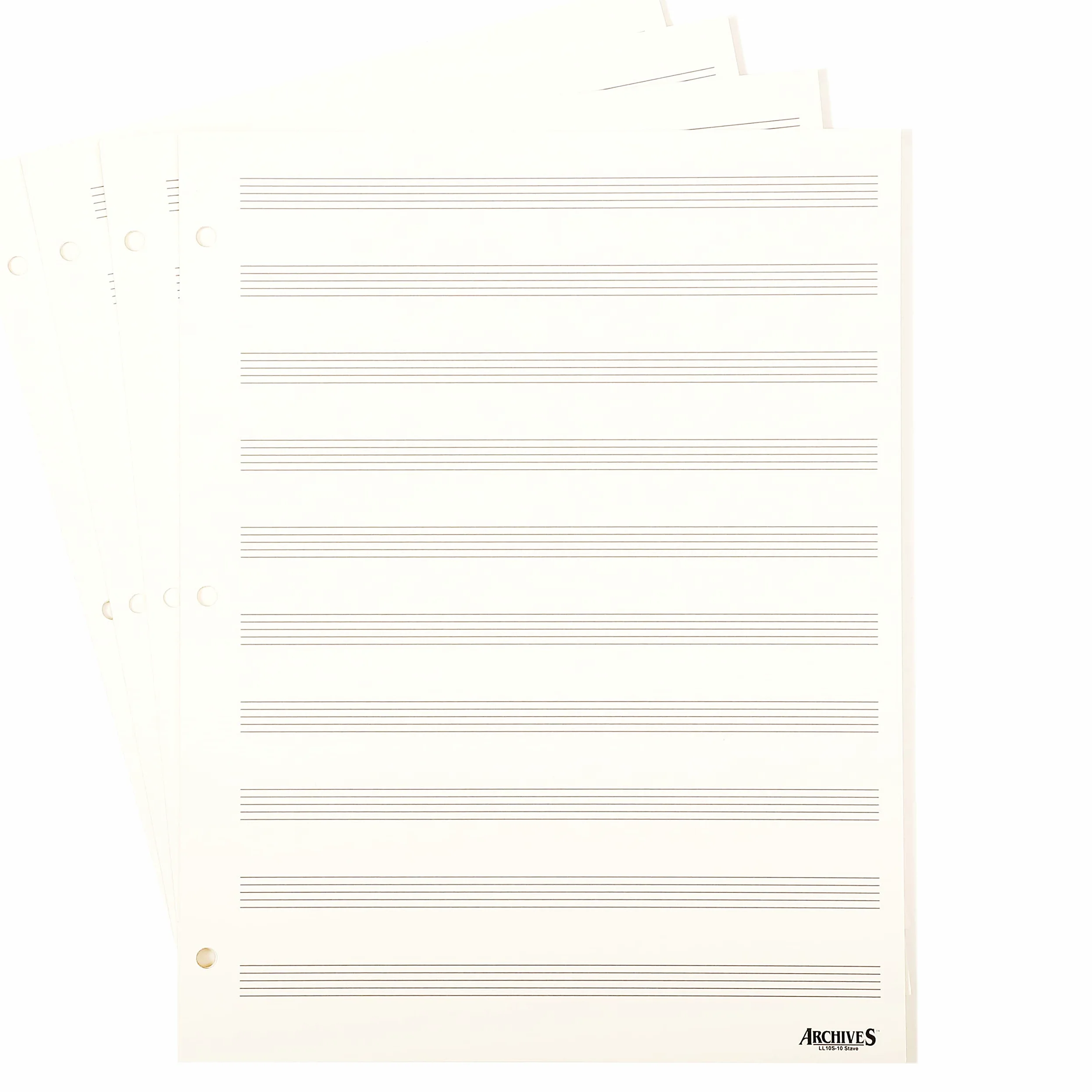 50 Fogli Pentagrammati Archives con Fori, 10 Pentagrammi
