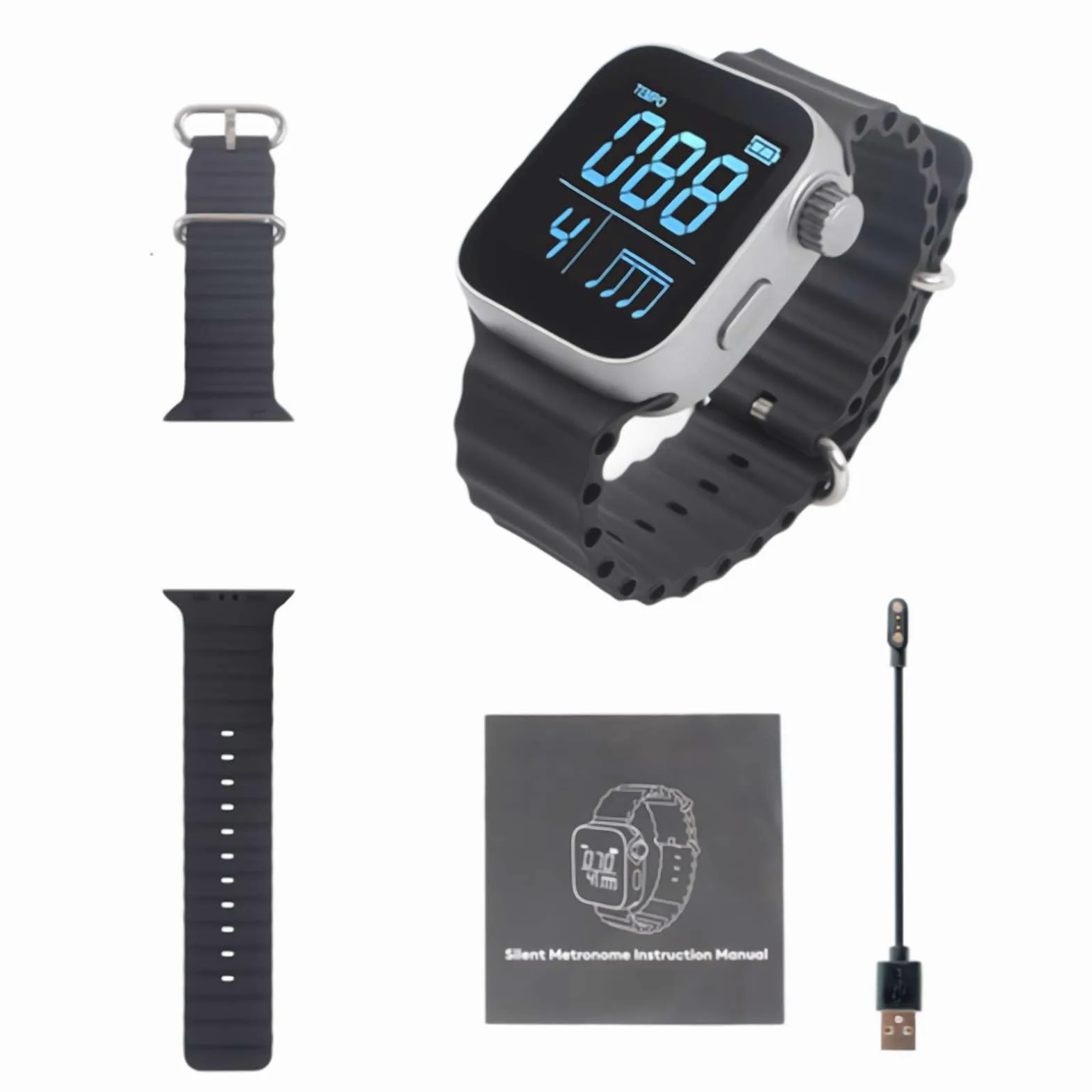 Metronomo Vibrante Indossabile 40-240 BPM Orologio Contapassi Smart per Strumenti per Chitarra Piano Batteria, Metronomo per Corsa Esercizio, Metronomo per Pianoforte, Strumentale