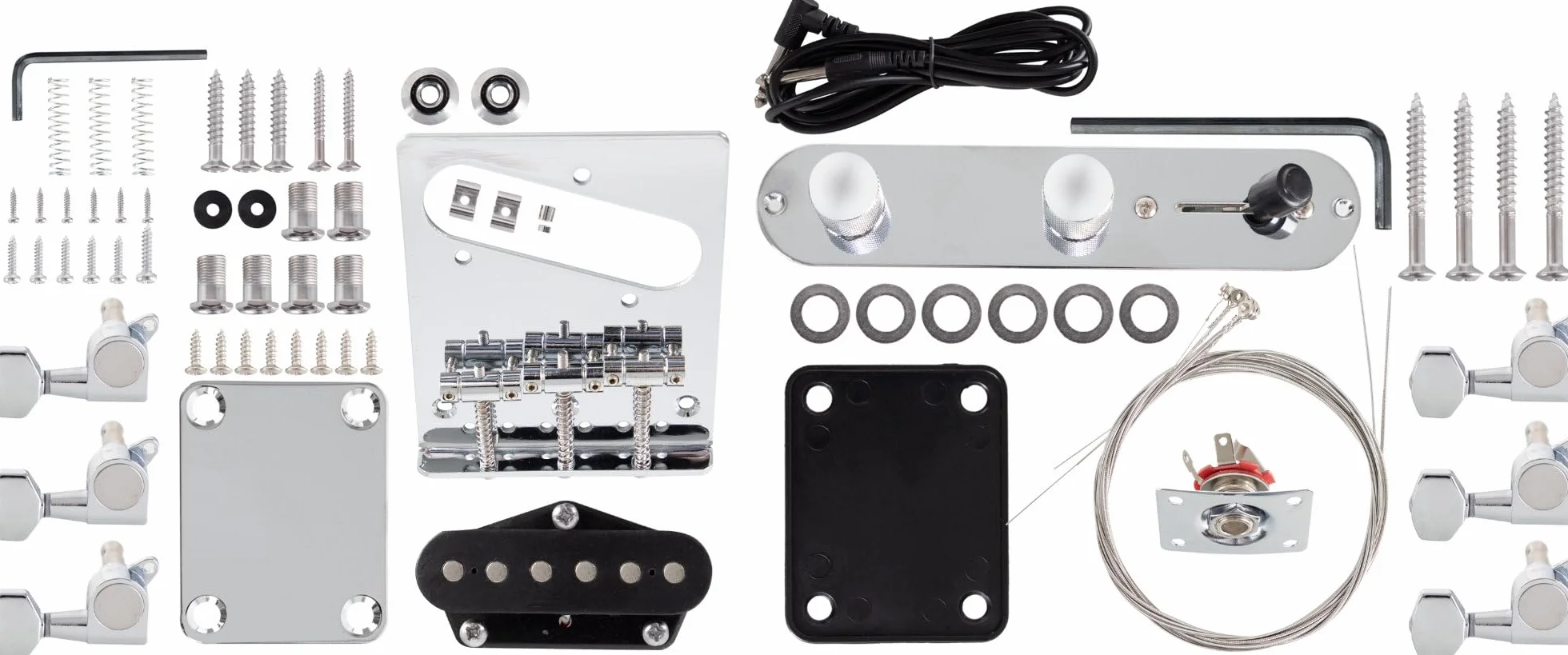 Rocktile Kit Chitarra Elettrica TL-Style - Kit DIY per Costruire la Tua Chitarra con Corpo in Paulownia, Manico in Acero, Tastiera in Palissandro, 2 Pickup Single-Coil, Incluso Hardware - Naturale