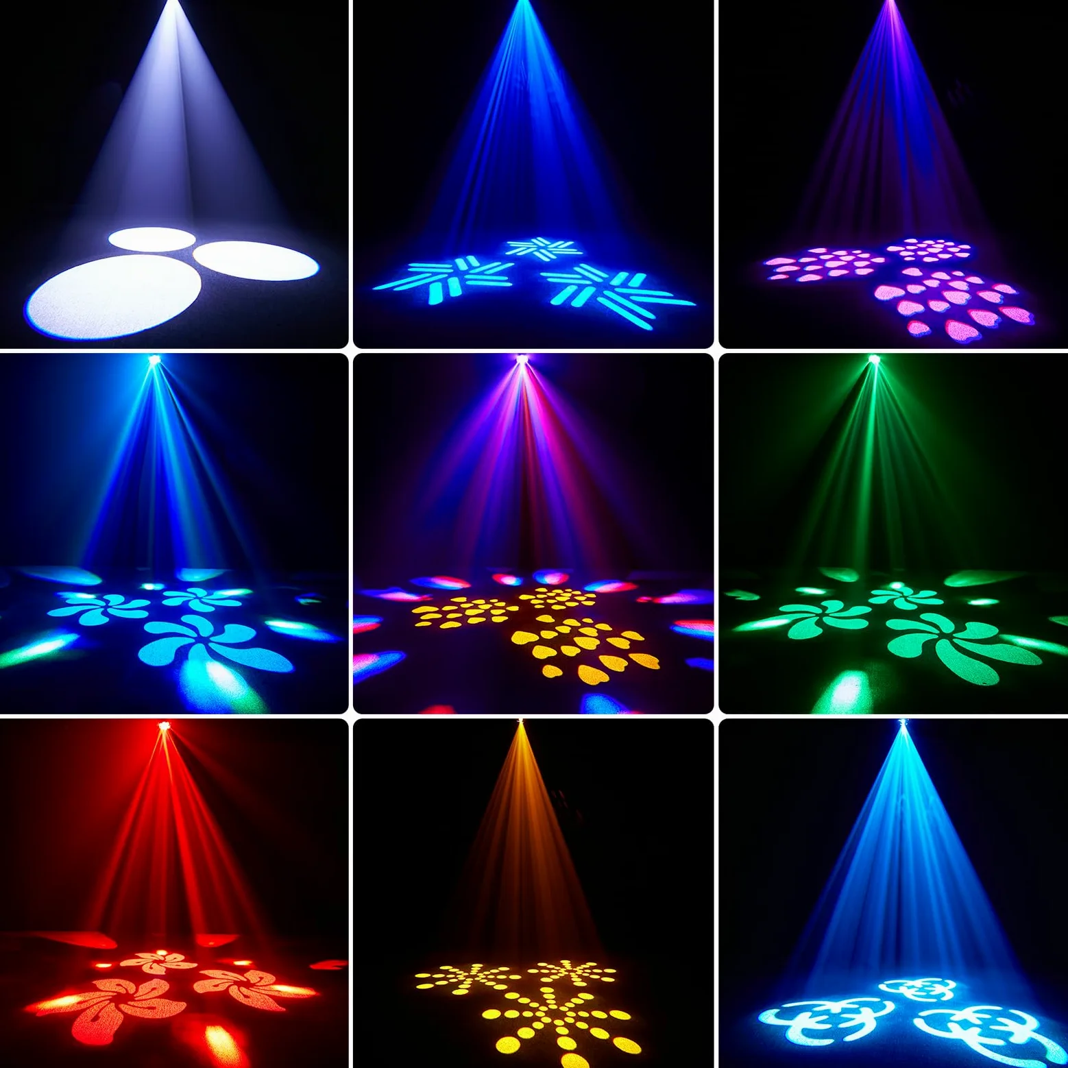 150W Teste mobili LED 6 Bee Eye Luci Discoteca Prisma Effetto Luce Illuminazione Palcoscenico RGBW Stroboscopica con 8 Gobos per Feste Bar Club Matrimoni Chiesa Live Band