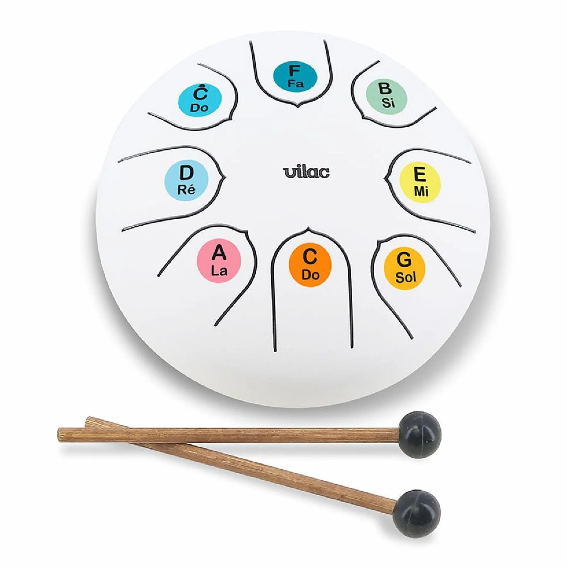 Vilac Lingua Drum-Strumento a percussione in metallo al Suono Zen, concesso in Do Maggiore con Un'Ottava, ideale per introdurre I Bambini alla Musica. Include partizioni e scheda esplicativa, 8379