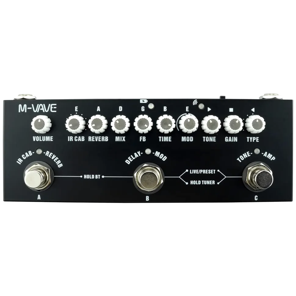 M-Vave Cube Baby - Multieffetto per chitarra, 8 emulazioni di amplificatori IR e 4 effetti (Chorus, Phaser, Delay e Reverb), Accordatore digitale integrato