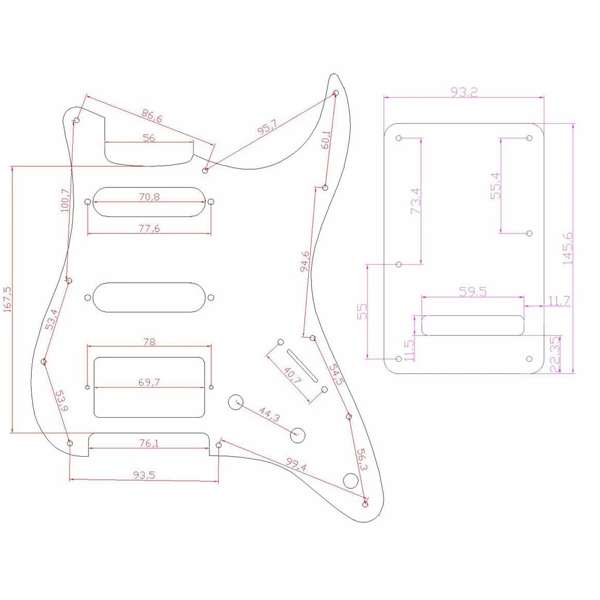 Dopro - Battipenna in plastica 3D stampato per chitarra Strat HSS, piastra posteriore ST, copertura tremolo per Fender Strat statunitense/messicana, motivo floreale