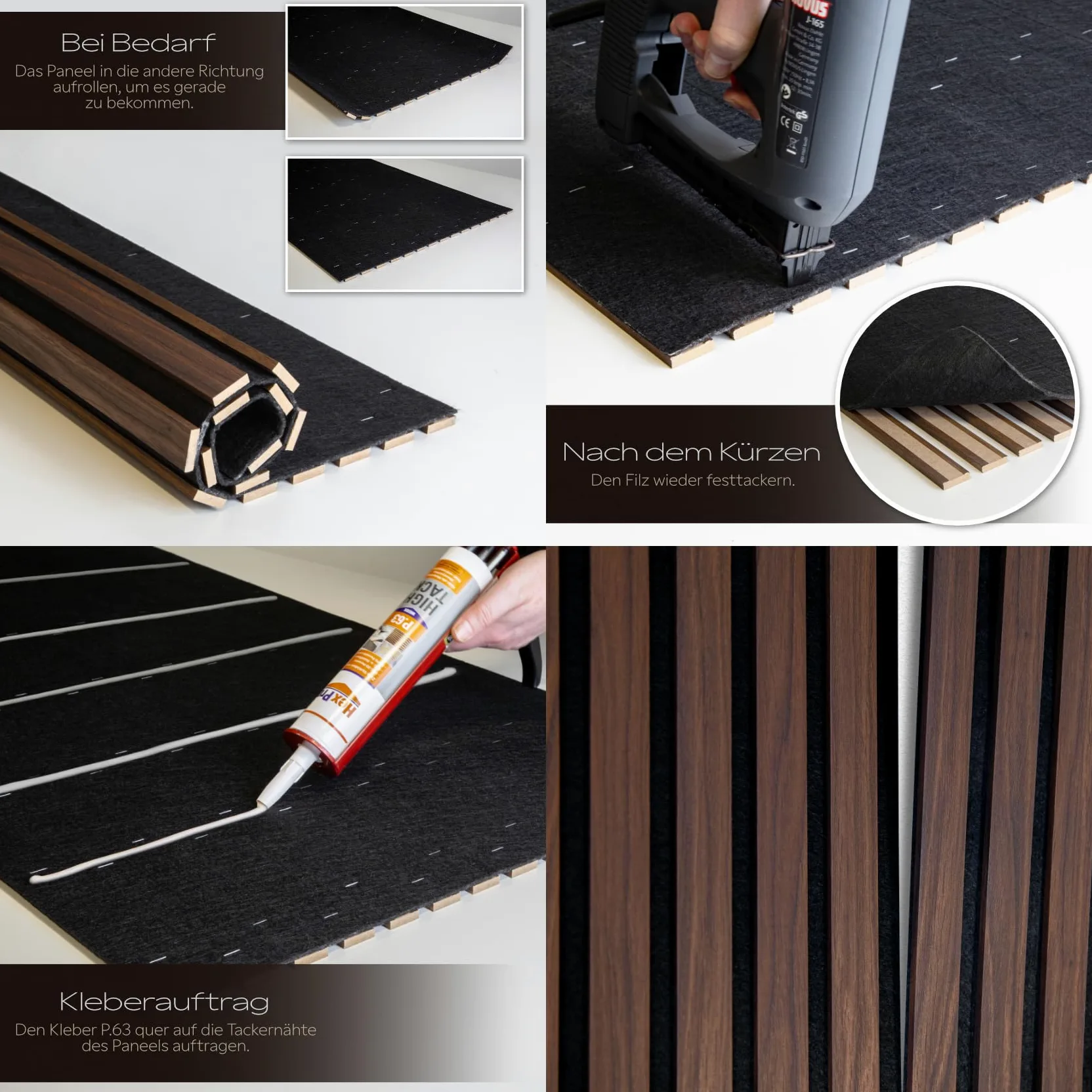 HEXIM Pannelli Acustici 138,5x60cm - Parete a Lamelle Flessibile Legno MDF Pannelli Murali Rivestimento a Lamelle Rivestimento Murale (8 pannelli / 6,64 m² Black Lead - APH05)