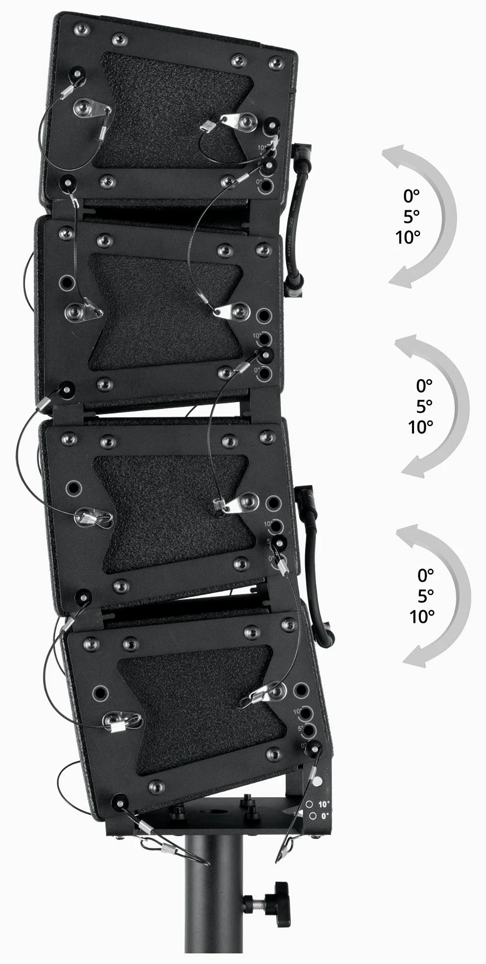 Pronomic V-Array Medium Set - Sistema PA attivo con 1680 Watt (RMS) - Adatto fino a circa 150 ascoltatori - 1x Subwoofer con 2x altoparlanti da 10" - 8x Top con altoparlanti da 4" + tweeter