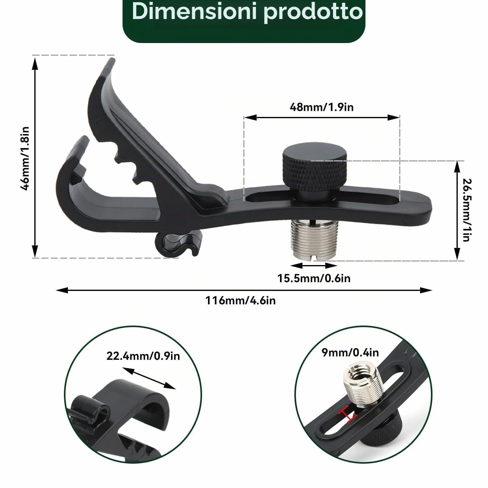 Drum Microphone Clip, 4Pcs Clip per Batteria per Microfono a Tamburo Morsetti Supporto per Tamburo per Microfono Antiurto Accessori per Microfoni per Bordo Tamburo