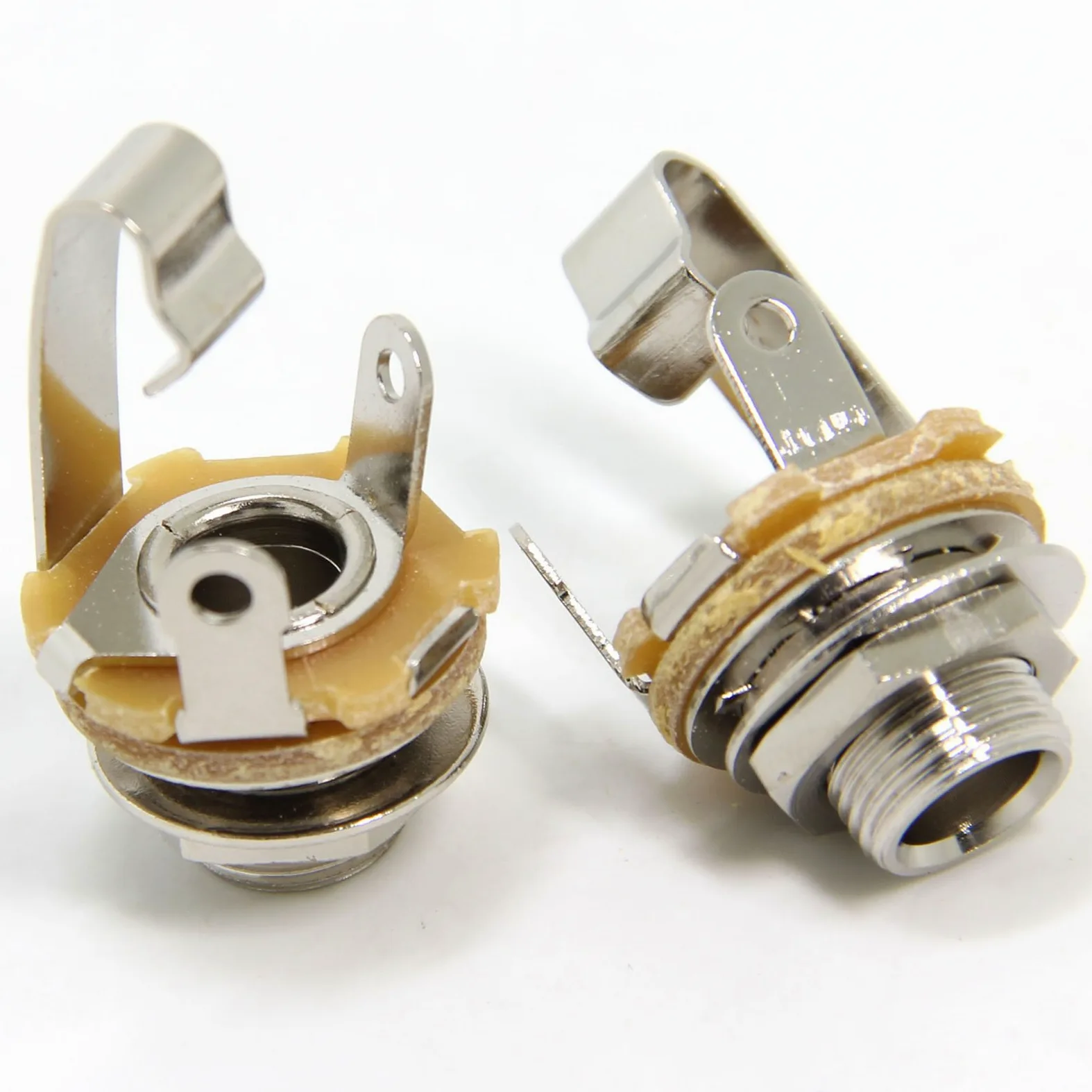 Confezione da 4 Jack di Ingresso Chitarra Femminile Presa per Montaggio a Pannello Mono TS da 6,35 mm con Rondella e Dado a Saldare