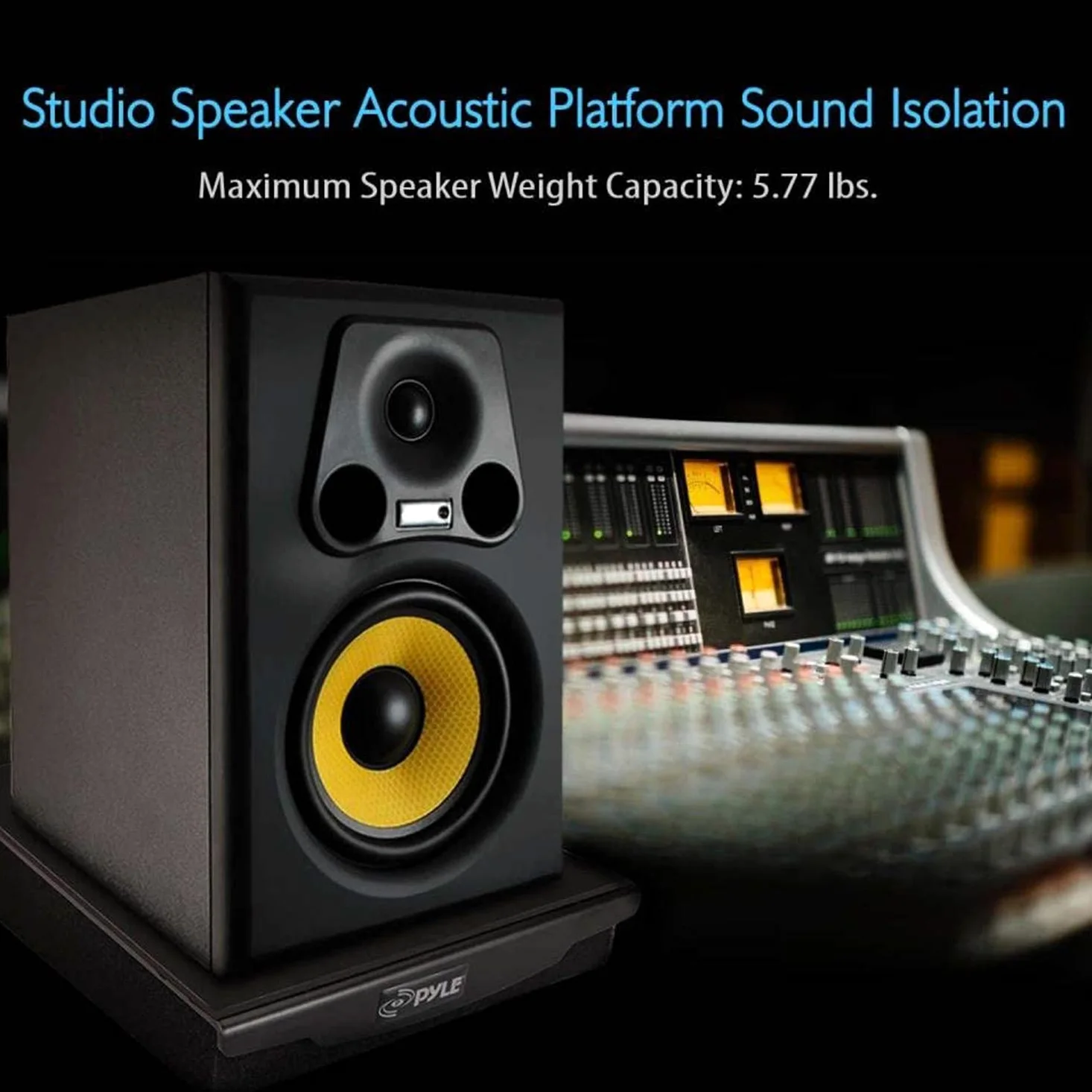 Pyle Schiuma di smorzamento suono altoparlanti, piattaforma isolamento acustico con stabilizzatore di rinculo con base in gomma per monitor da studio, subwoofer, altoparlanti (26,4 x 33 x 7,1 cm)
