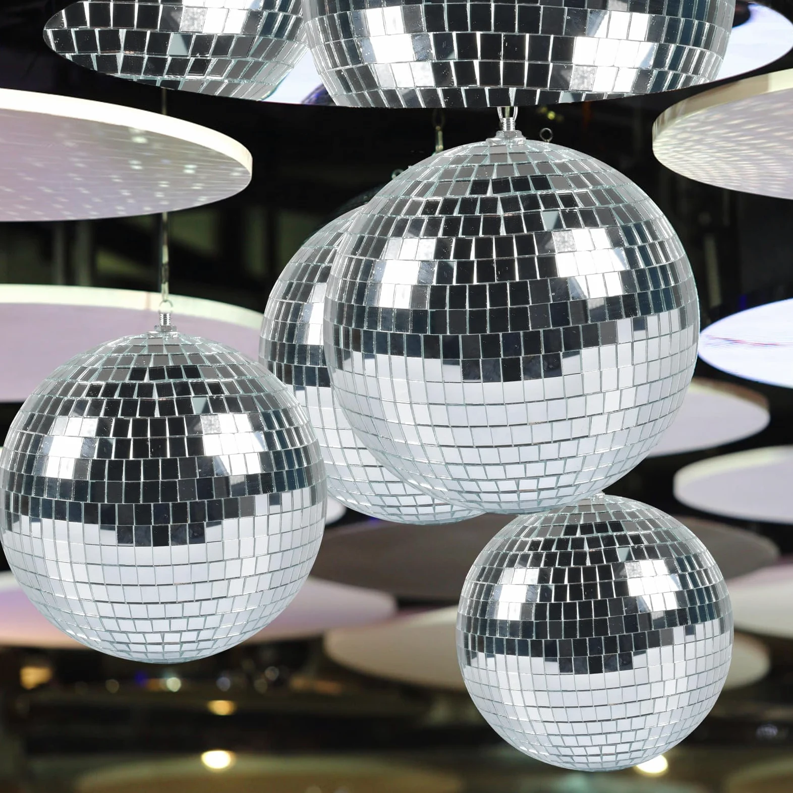 Sfera a specchio da discoteca, 20 cm, sfera da discoteca, lucida, per albero di Natale, matrimonio, carnevale, festa di compleanno, decorazione argentata, effetto luce