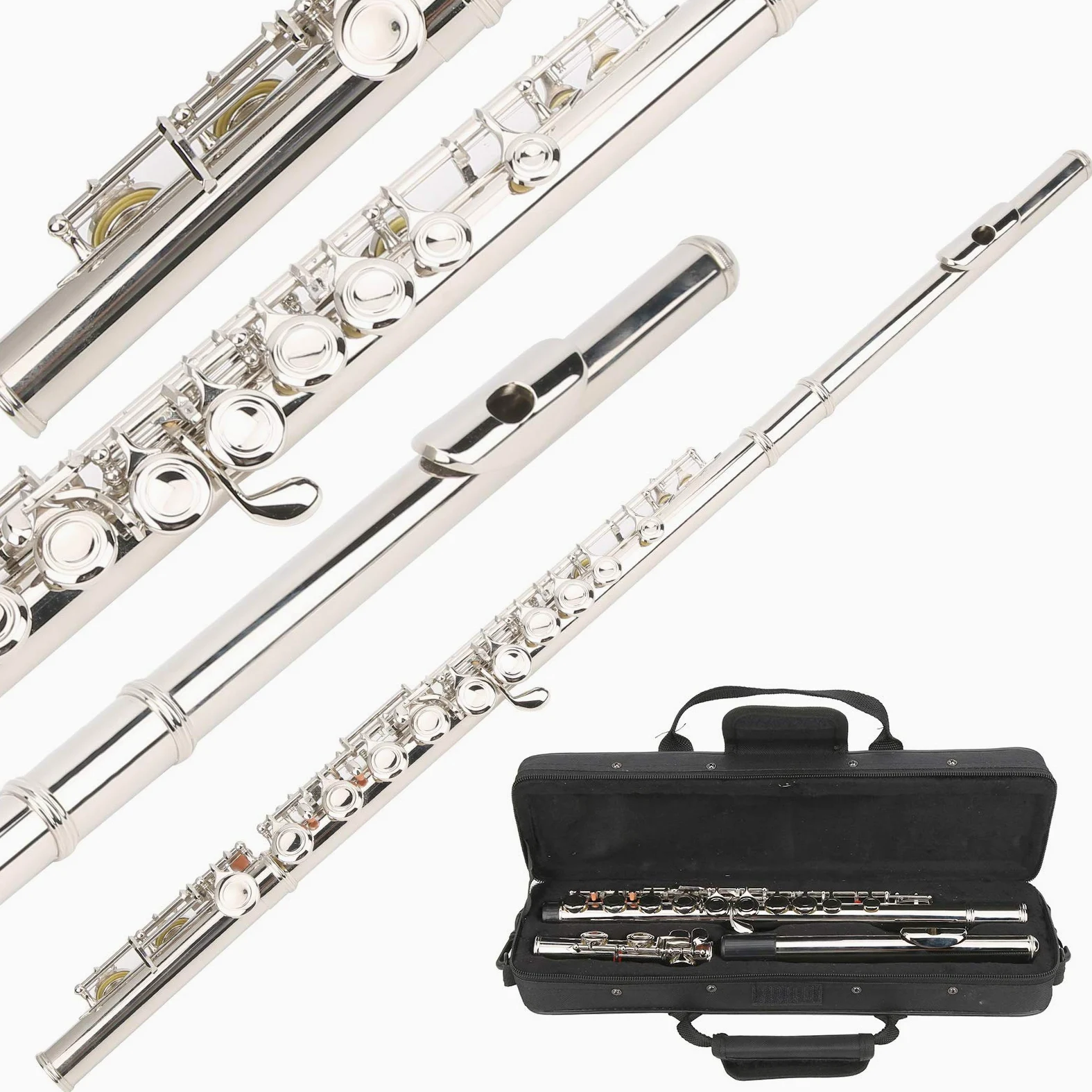 Flauto d'argento, alta qualità squisita ed elegante flauto a 16 fori C buona pertormance principianti per la casa(Silver)