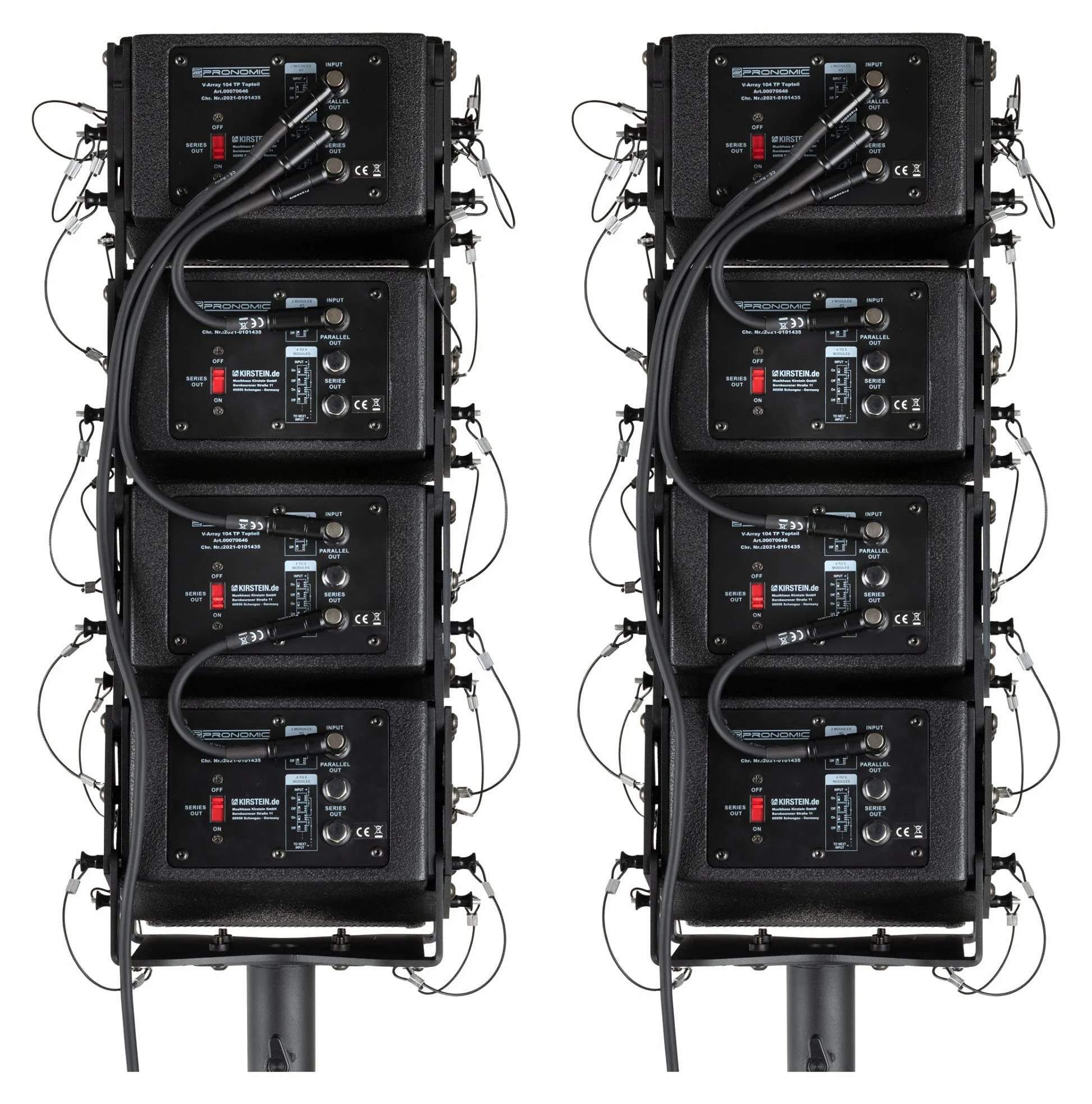 Pronomic V-Array Medium Set - Sistema PA attivo con 1680 Watt (RMS) - Adatto fino a circa 150 ascoltatori - 1x Subwoofer con 2x altoparlanti da 10" - 8x Top con altoparlanti da 4" + tweeter
