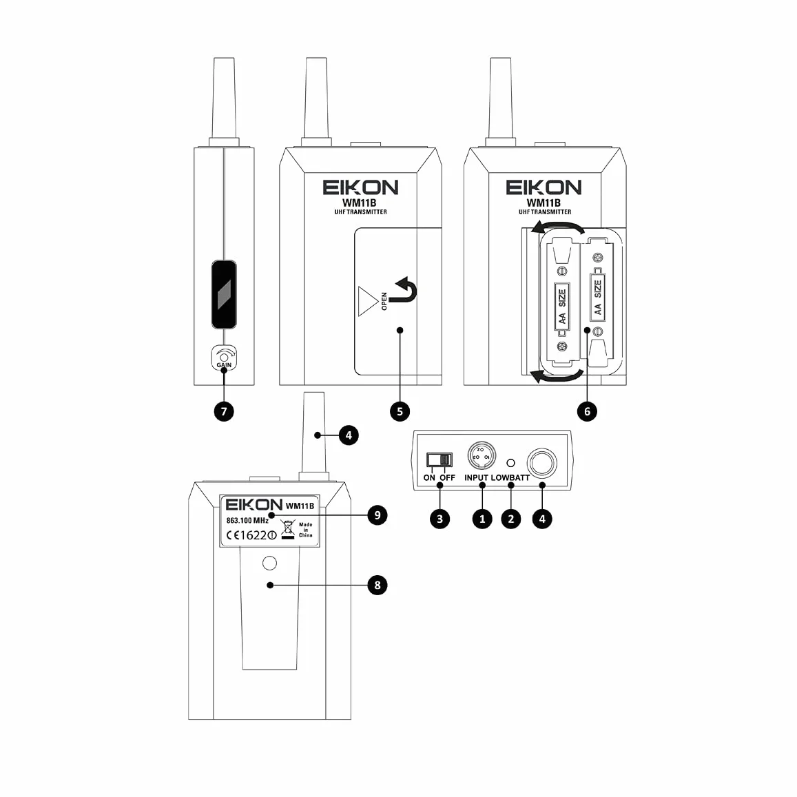 PROEL EIKON WM101DHV2 - Doppio Radiomicrofono UHF Archetto a due canali con uscite indipendenti XLR e schermo retro illuminato (I Microfoni Funzionano contemporaneamente), Nero