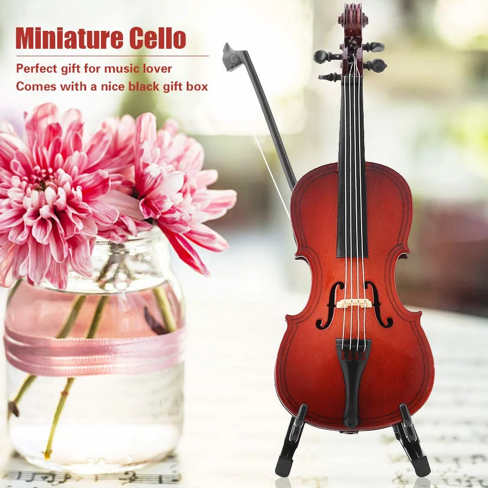 Modello di violoncello in Miniatura Modello di violoncello in Legno 14cm Strumento Musicale per casa delle Bambole Ornamenti Artigianali per Artigianato Ornamento per casa da caffè