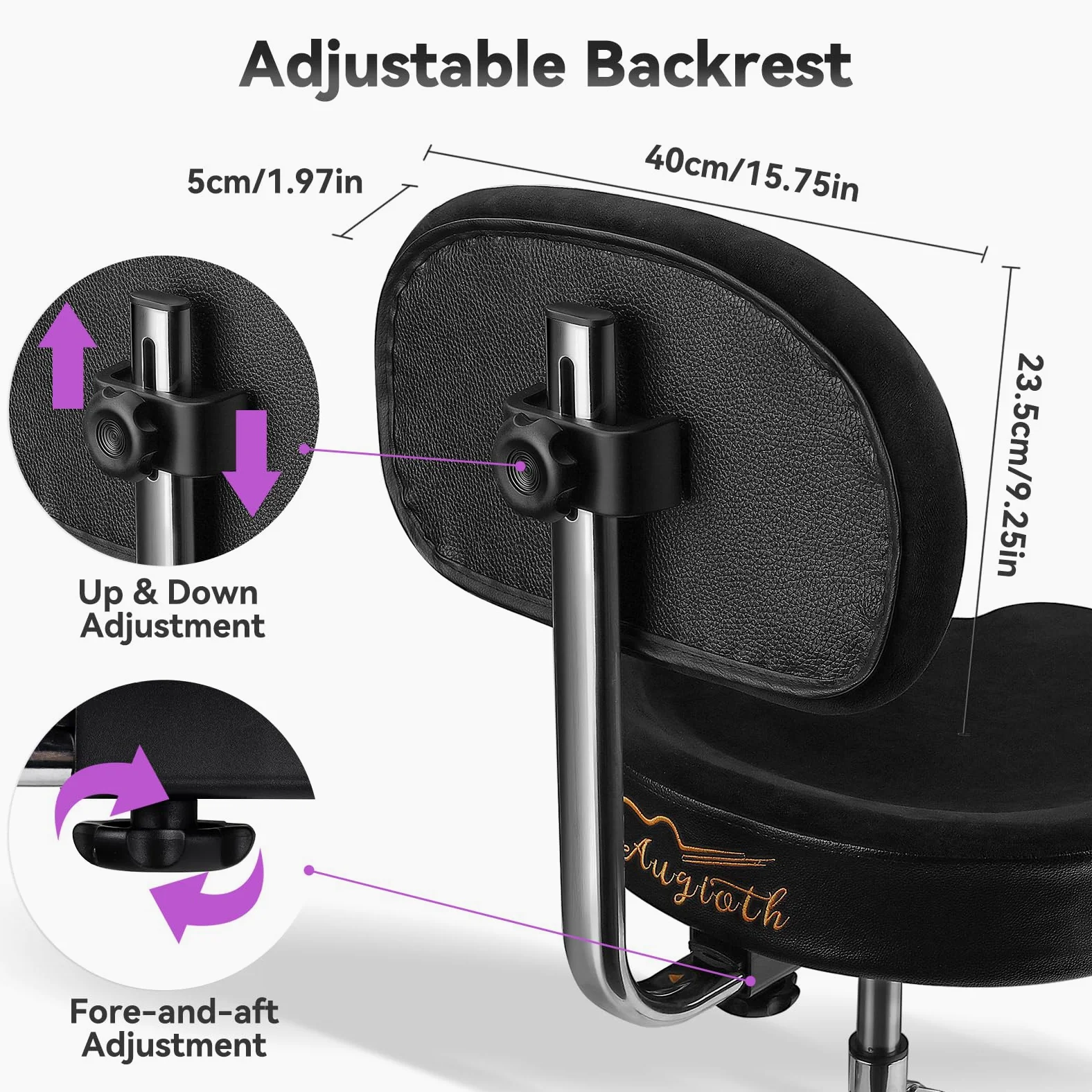 Drum Throne con schienale imbottito sedia per tamburo idraulico regolabile in altezza sgabello per batteria con bassi stabili Comodo sedile per batteria in memory foam per batteristi adulti