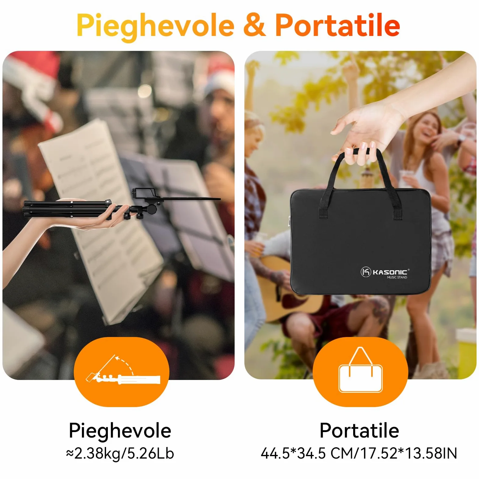 K KASONIC Leggio per spartiti pieghevole a doppio uso 2 in 1 e supporto per libri da tavolo con borsa da trasporto portatile e supporto per clip per spartiti