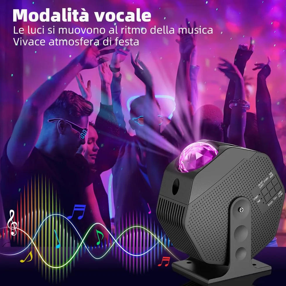 OUSFOT Proiettore Stelle Soffitto con 6 Colori Lampada Stelle Proiettore 3 IN 1, Galaxy Lighting, Funzione Timer, Moon Nebula Lampada, Proiettore Cielo Stellato per Compleanno, Festa, Party