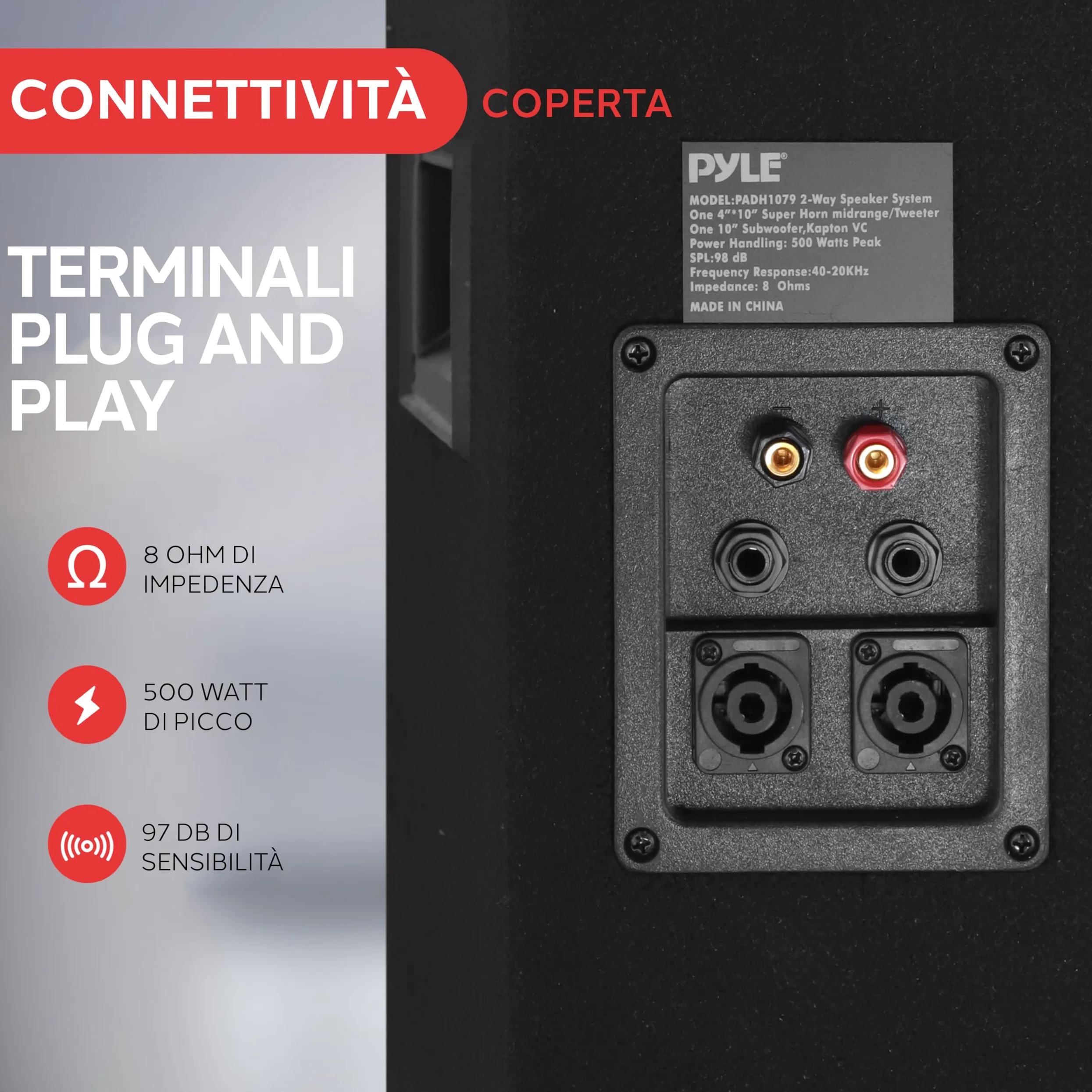 Pyle Cassa Portatile Passiva PA, Speaker da 500 Watt per Esterni, Woofer da 25,4 cm, Bobina Kapton da 3,8 cm, Super Horn 10,2 x 25,4 cm per Medi e Alti, per Campeggio e Festa