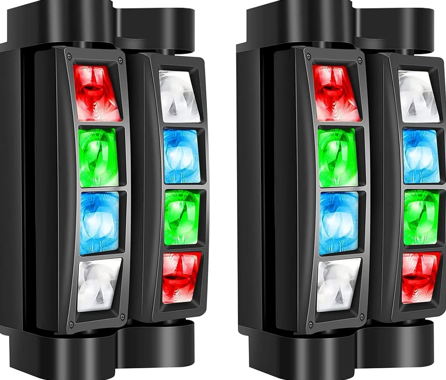 Confezione da 2 faretti Beam Spider Beam 83 Gunner Smoke con LED RGBW e controllo DMX - Luce da festa, luce flash lampadario Proiettore audio automatico per bar, club, discoteche, feste, DJ e