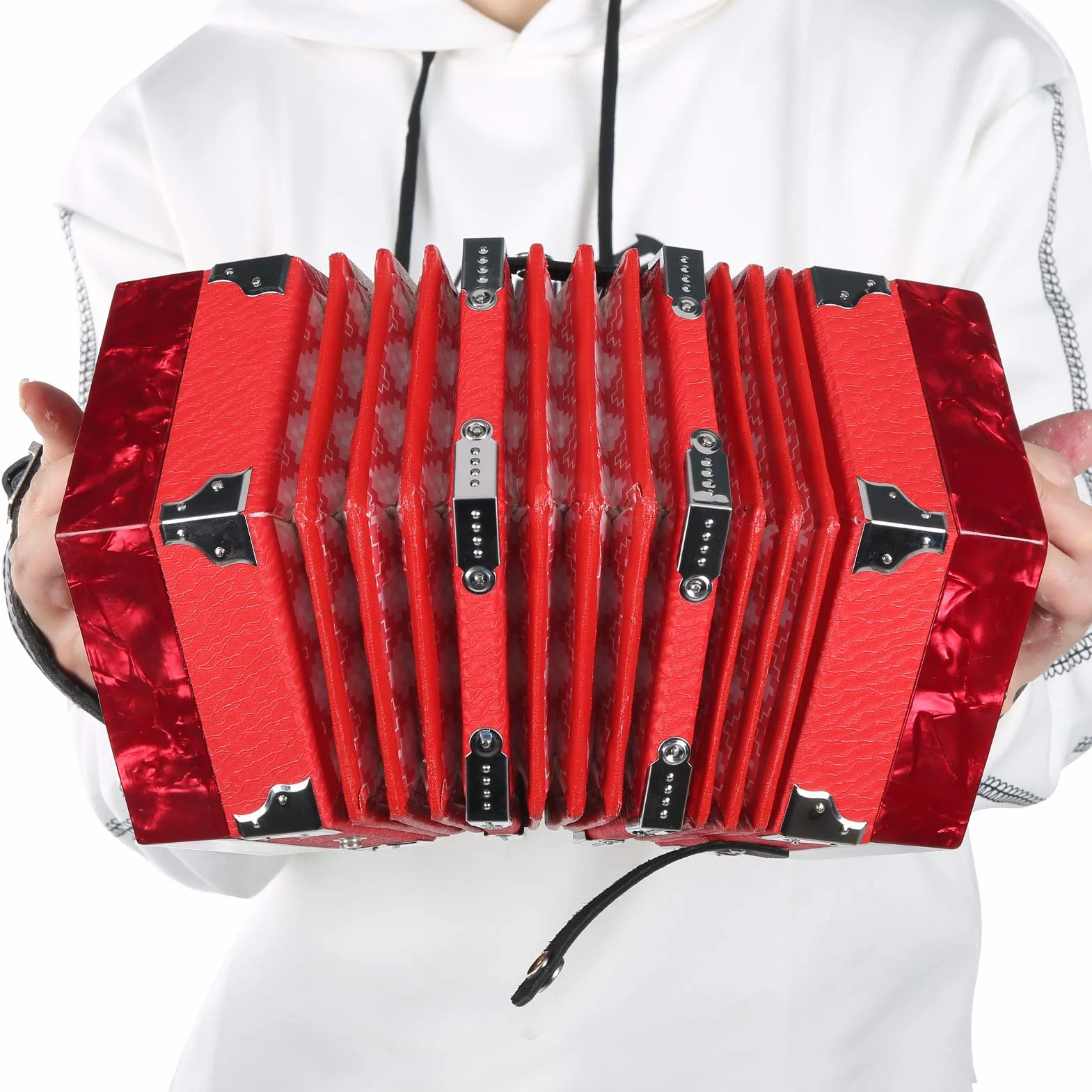 con tracolla regolabile Strumento a fisarmonica Fisarmonica professionale Concertina, per musica(red)