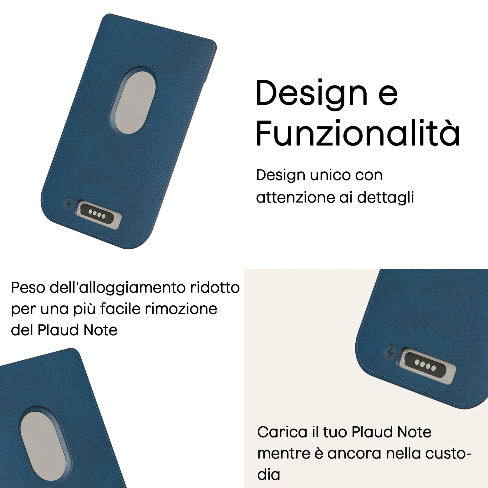 Custodia Magnetica Aggiuntiva per Plaud Note Registratore Vocale AI Custodia in Pelle Protettiva Portatile, Compatibile solo con Plaud Note, Blu Scuro