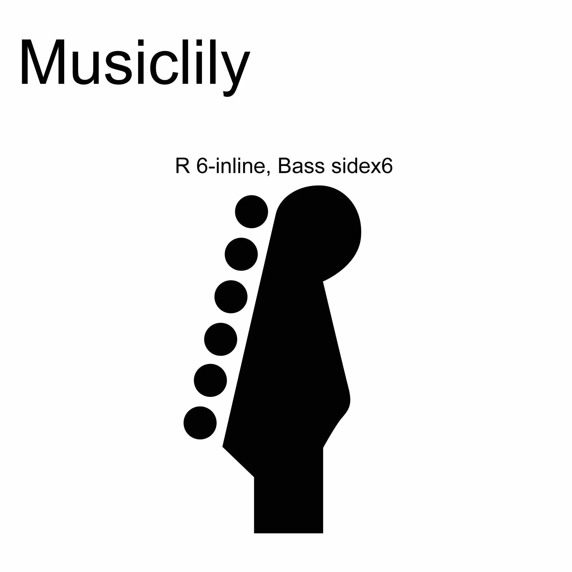 Musiclily Set di Meccaniche in Linea L6 per Chitarra Elettrica tipo Strat Tele, Kidney Button Cromato