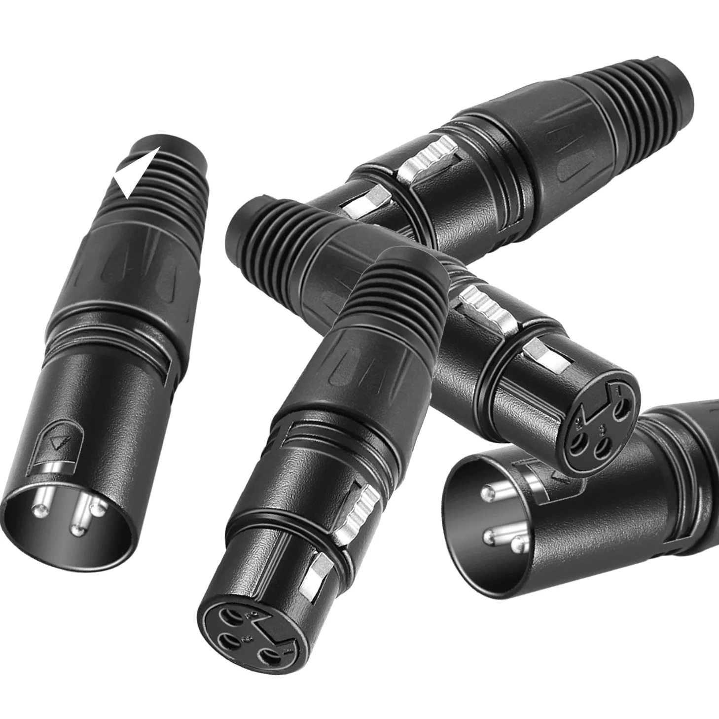 NEEWER Micro Serpente Connettore per Caricabatterie a 3 Pin XLR 20pcs Jack Audio Connettore Microfono con Cavo di Caricabatterie 10 Connettori Maschio e 10 Femmine in Lega di Zinco