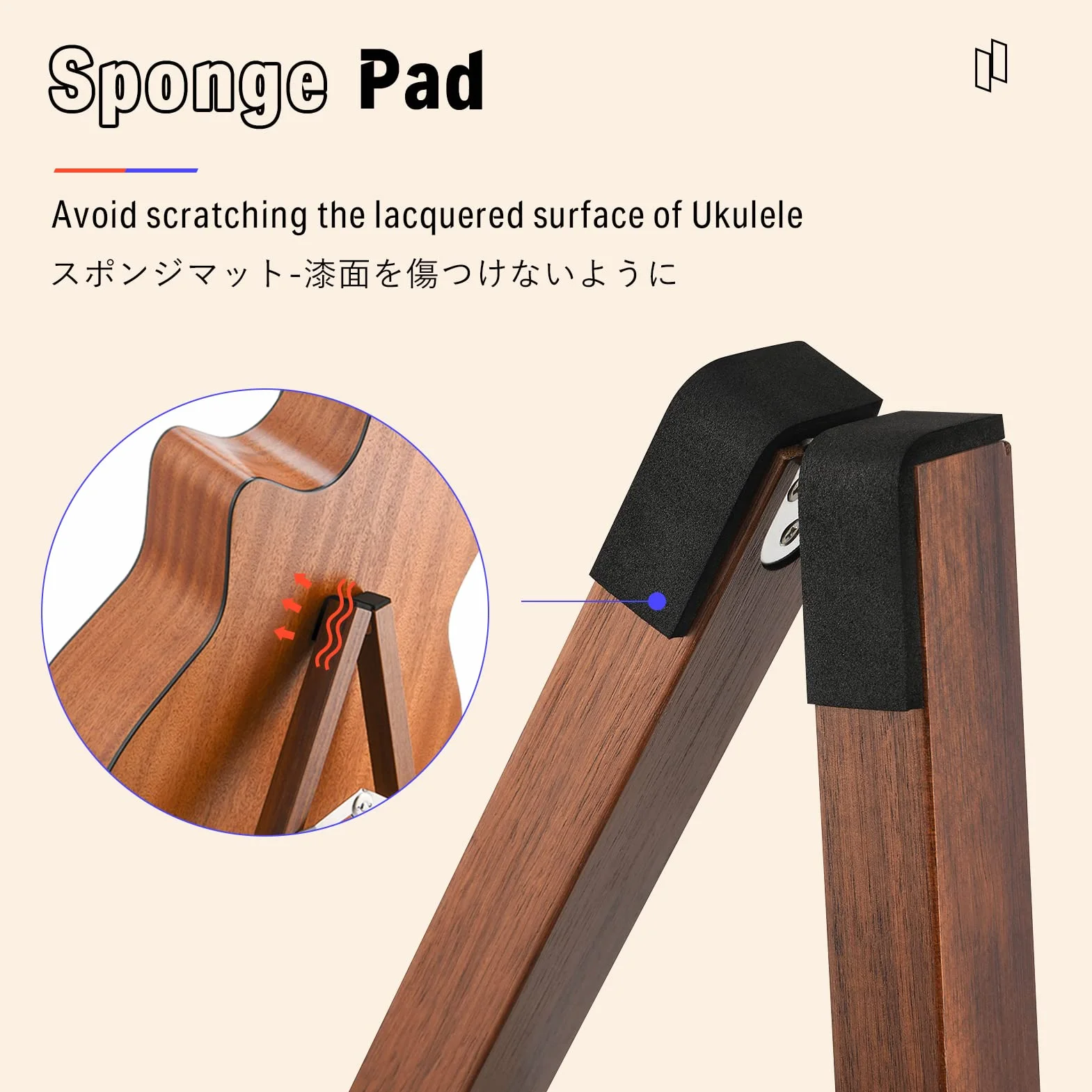 Donner Supporto per chitarra in legno di acacia, Porta Chitarra da Terra Universale Portatile per chitarra acustica, elettrica e classica, mandolino, basso, banjo (DS-3)