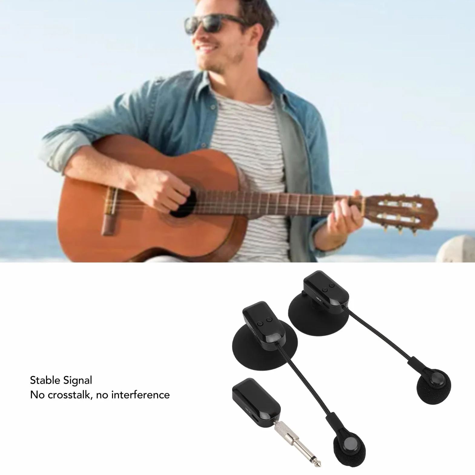 Microfono per Strumenti Wireless 2.4G, Sistemas di Pickup per Microfono per Sassofono a Condensatore con Rotazione di 360°, per Fisarmonica per Violino e Chitarra, per Concerti