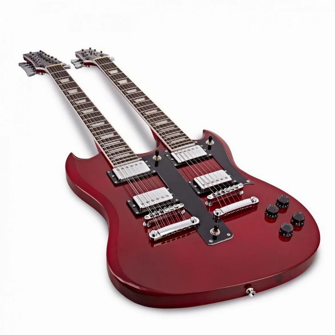 Gear4music Brooklyn chitarra elettrica a doppio manico con borsa da concerto