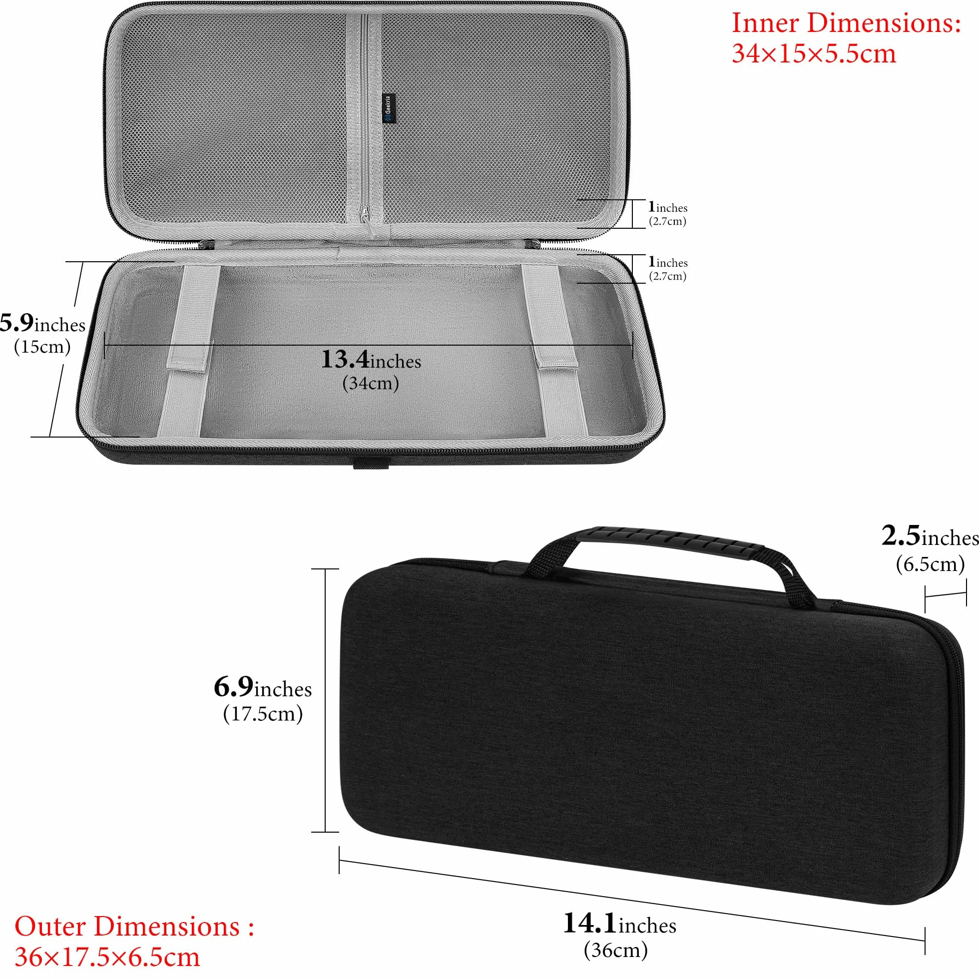 GEEKRIA Custodia per tastiera, custodia rigida da viaggio per computer a 84 tasti, compatibile con tastiera meccanica Keychron K2, K3, FELiCON Mini