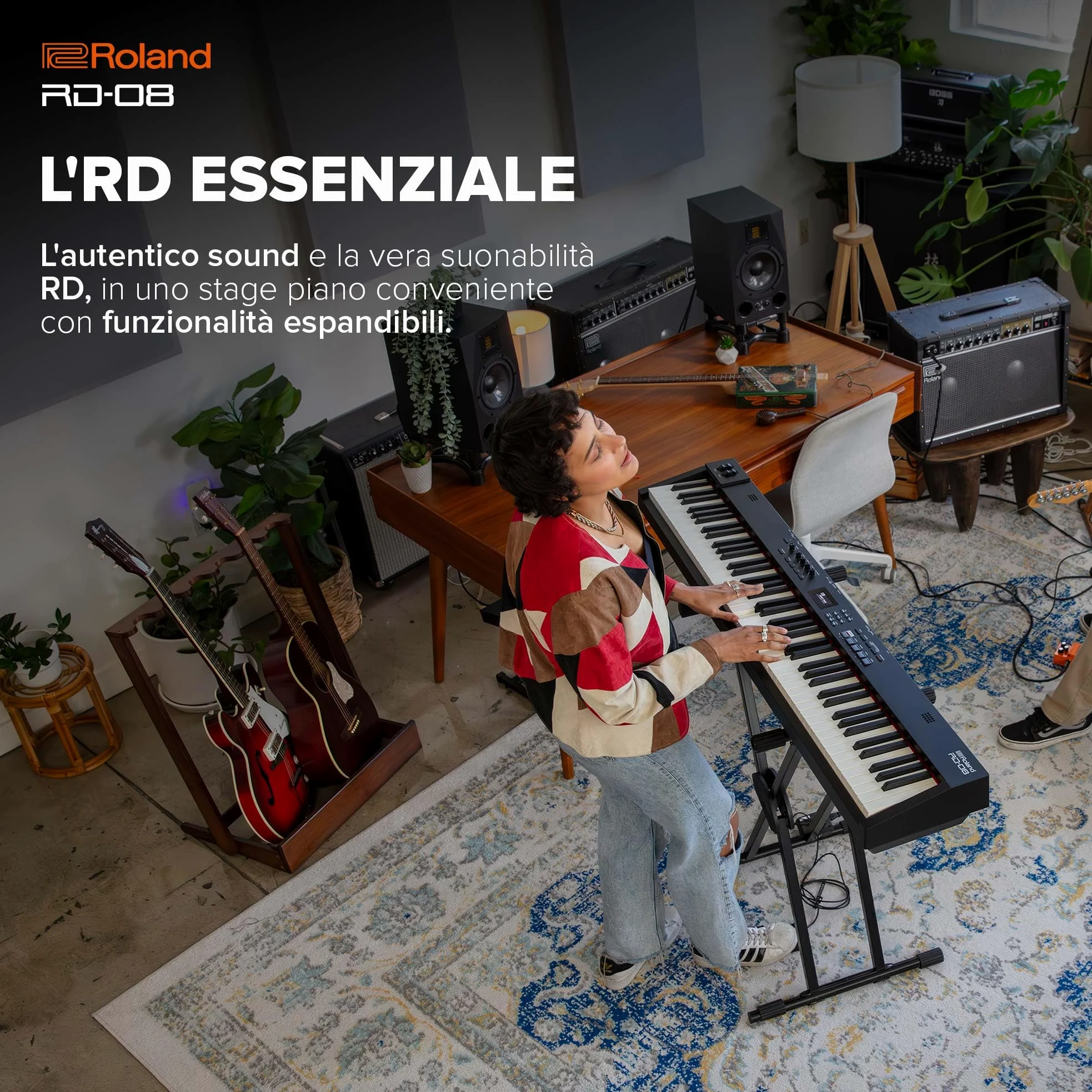 Stage Piano Roland RD-08 | L'Autentico Sound e la Vera Suonabilità RD | Design Essenziale | Tastiera Pesata PHA-4 a 88 Note | Funzionalità Espandibili | Otre 3.000 Suoni Integrati