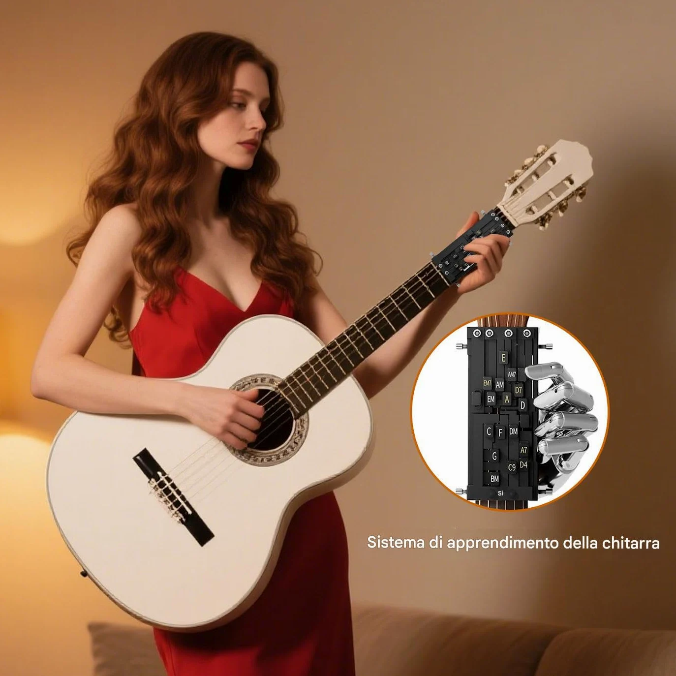 Guitar Chord Presser, Presser per accordi portatile, accessorio per chitarra, design leggero, facile uso, 13x6cm, per adolescenti, principianti, familiari, amici, giovani, , suonare