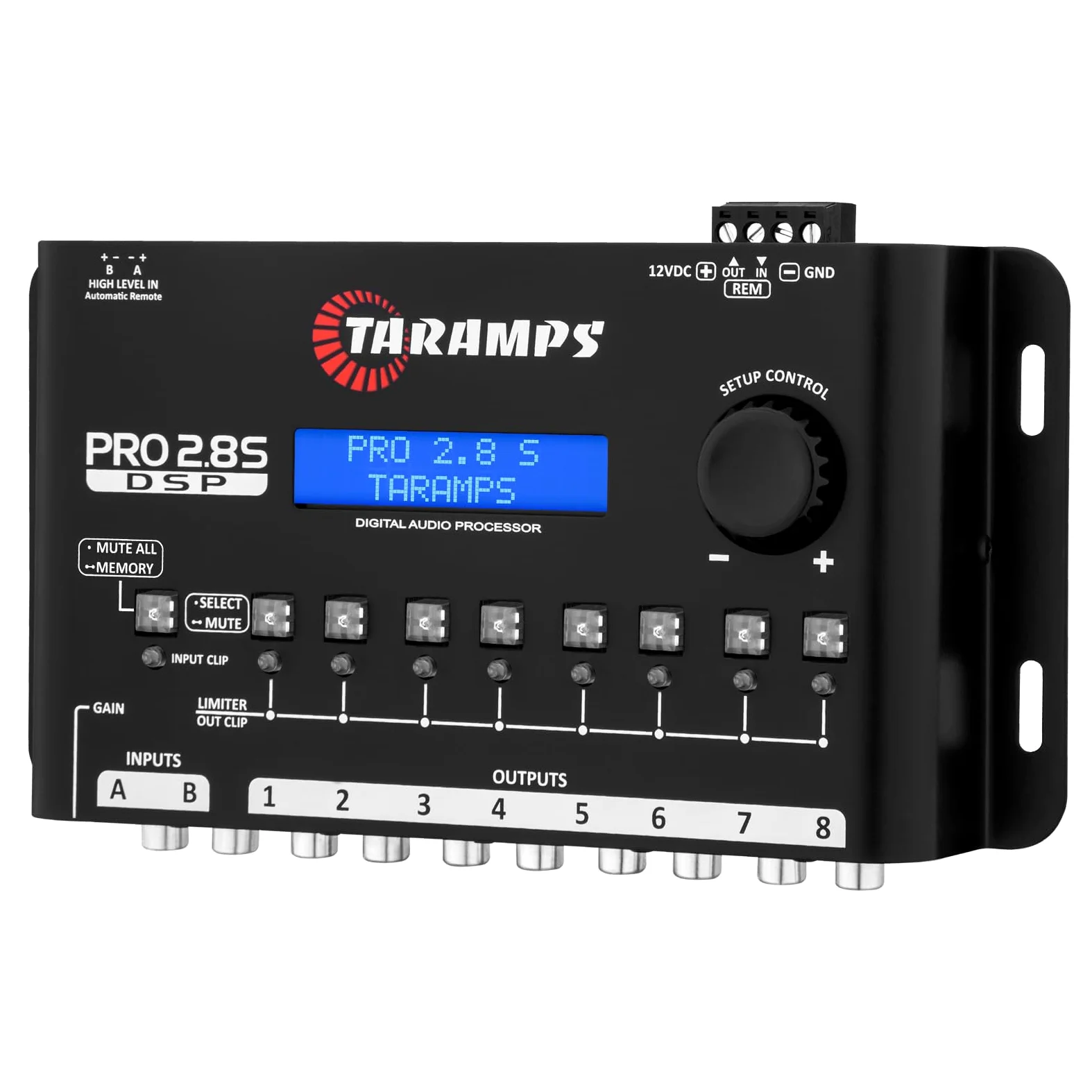DSP Taramps Pro 2.8S Crossover Full Digital Signal Audio Processore ed equalizzatore con sequencer Equalizzazione grafica a 15 bande 12 equalizzazione preimpostata 2 canali in ingresso e 8 canali Out