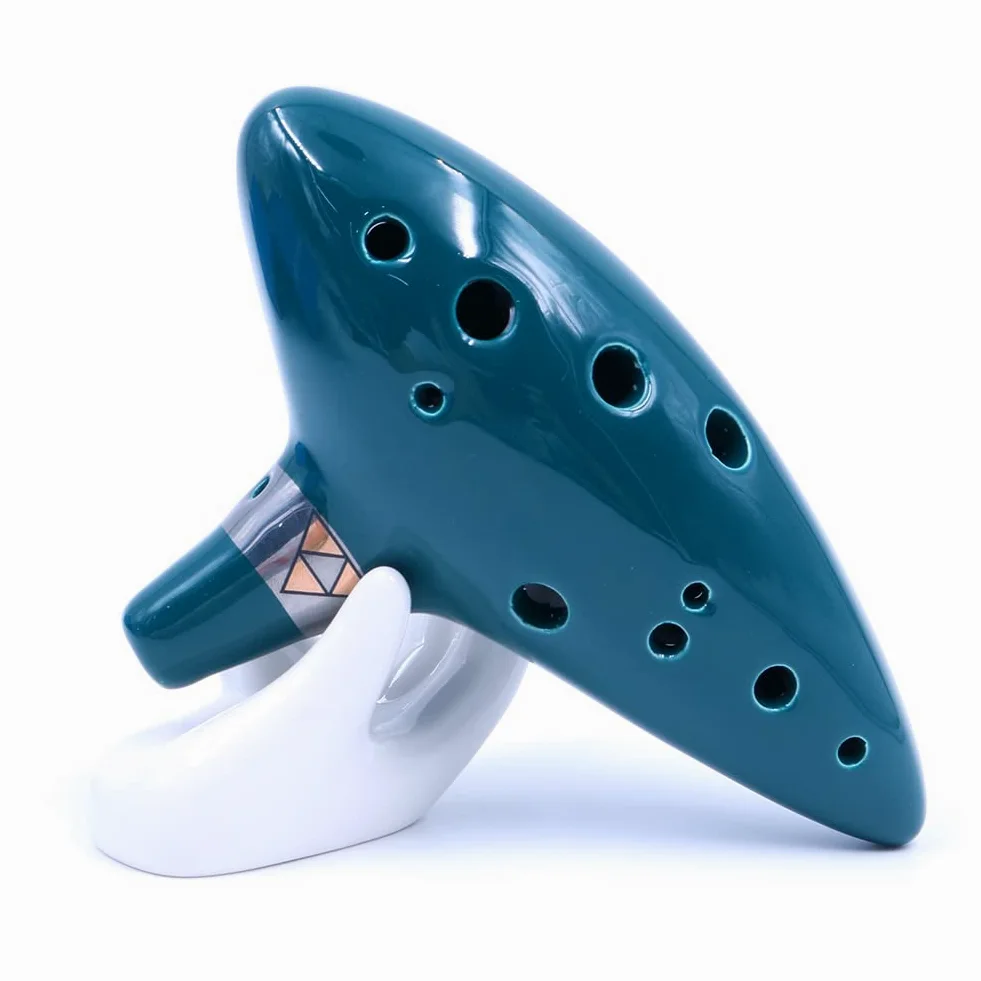 Alnicov Ocarina verde a 12 fori in ceramica contralto C durevole strumento musicale con guida introduttiva espositore