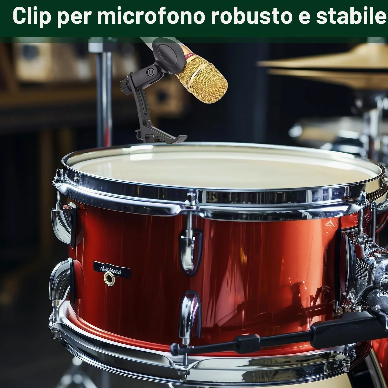 Drum Microphone Clip, 4Pcs Clip per Batteria per Microfono a Tamburo Morsetti Supporto per Tamburo per Microfono Antiurto Accessori per Microfoni per Bordo Tamburo