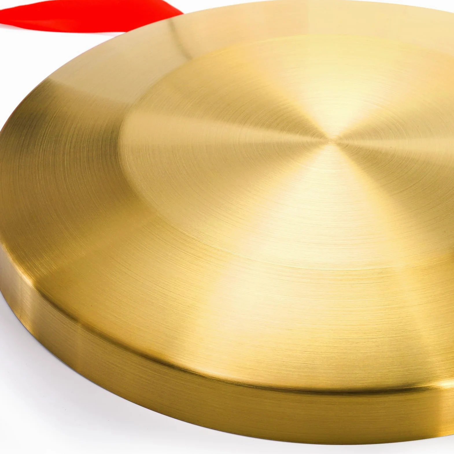 ZEAYEA Gong da 32 cm, strumento tradizionale cinese a percussione in rame con battente e nastro rosso per appendere celebrazioni, feste, festival