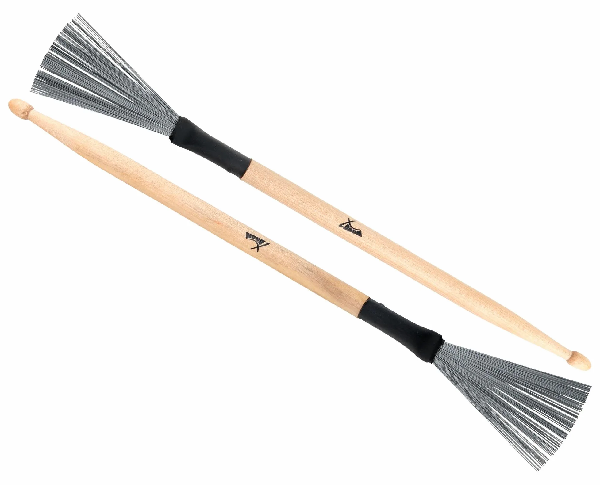 XDrum WTD-1L Wire Tap Drumstick Brushes lunghi (combinazione spazzole e bacchette jazz, spazzole e bacchette in uno, versatile, lunghezza totale: 37cm, apertura spazzole: 6,5cm)