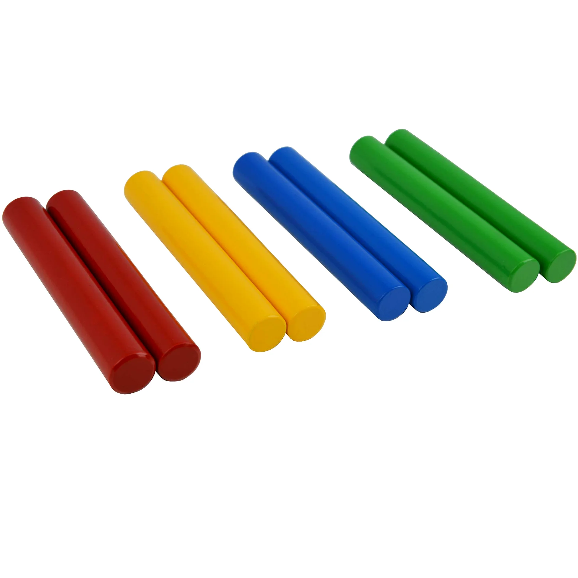 A-Star Mixed Colors Wood Claves, 20cm - Confezione da 4 paia - Bacchette ritmiche portatili, strumento a percussione in legno