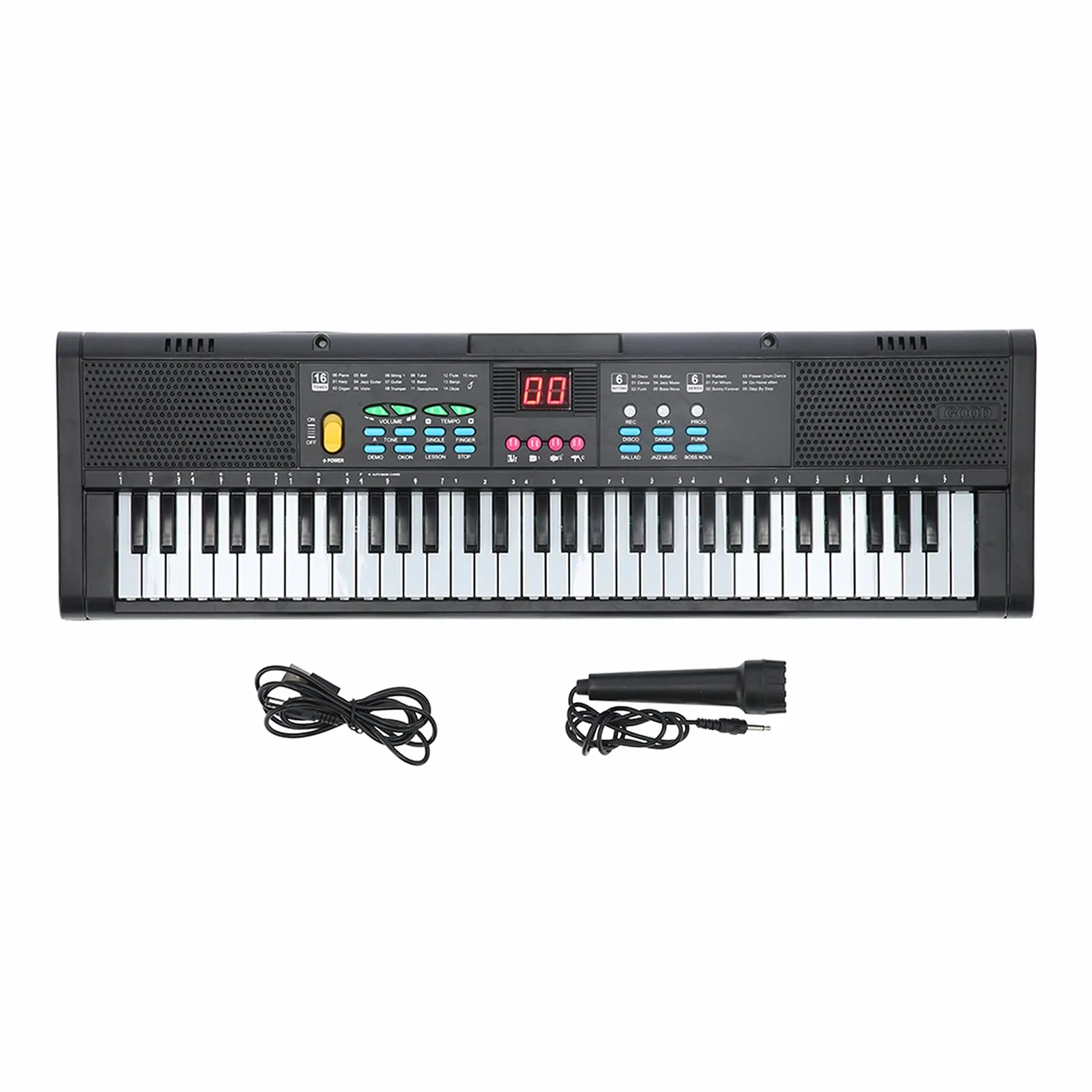 Ejoyous Pianoforte con Tastiera per Bambini a 61 Tasti, Pianoforte Digitale Elettrico con Microfono, 6 Brani Dimostrativi 16 Toni 6 Ritmi, Cavo USB per Telefono, Tablet, Karaoke