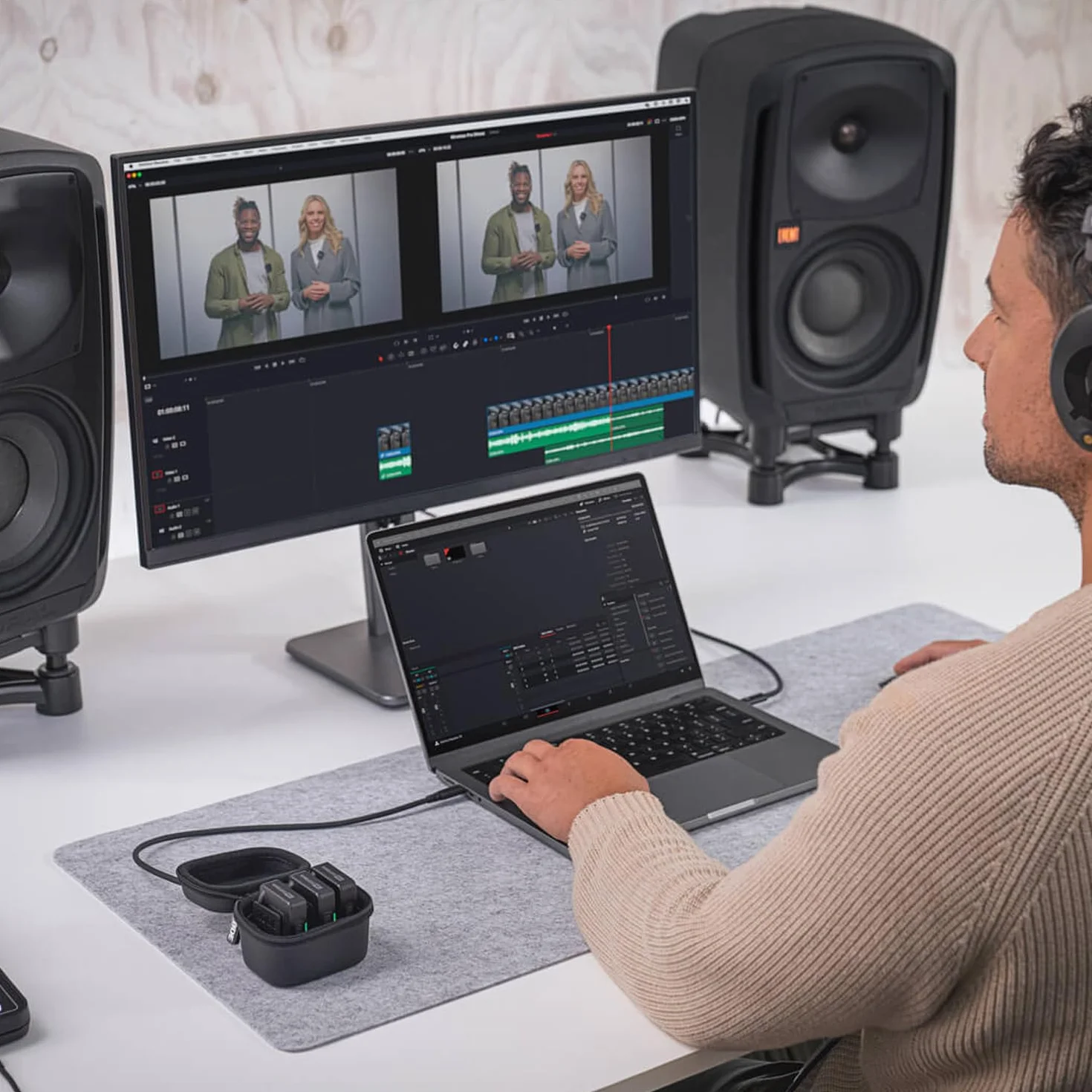 RØDE Wireless PRO, sistema microfonico wireless compatto con timecode, registrazione integrata a 32-bit float, 2 microfoni lavalier e custodia di ricarica smart per filmmaking e creazione di contenuti