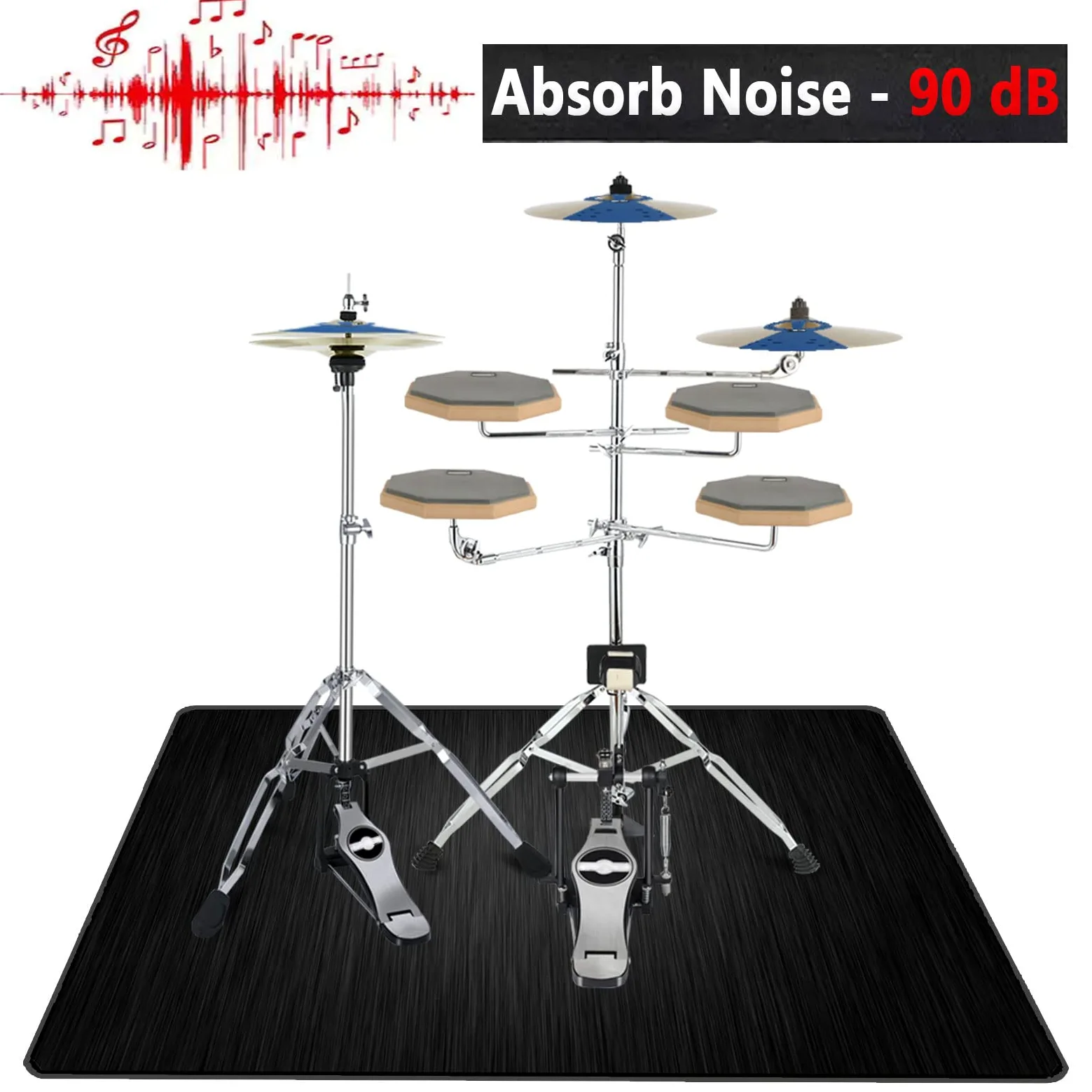 Tappeto per Batteria Tappeti Rettangolari Antiscivolo Tappeto A Tamburo Insonorizzato per Batteria Elettroniche Rullante Acustica Grancassa Strumenti Musicali Tappeto Batteria (80CM - 200CM)