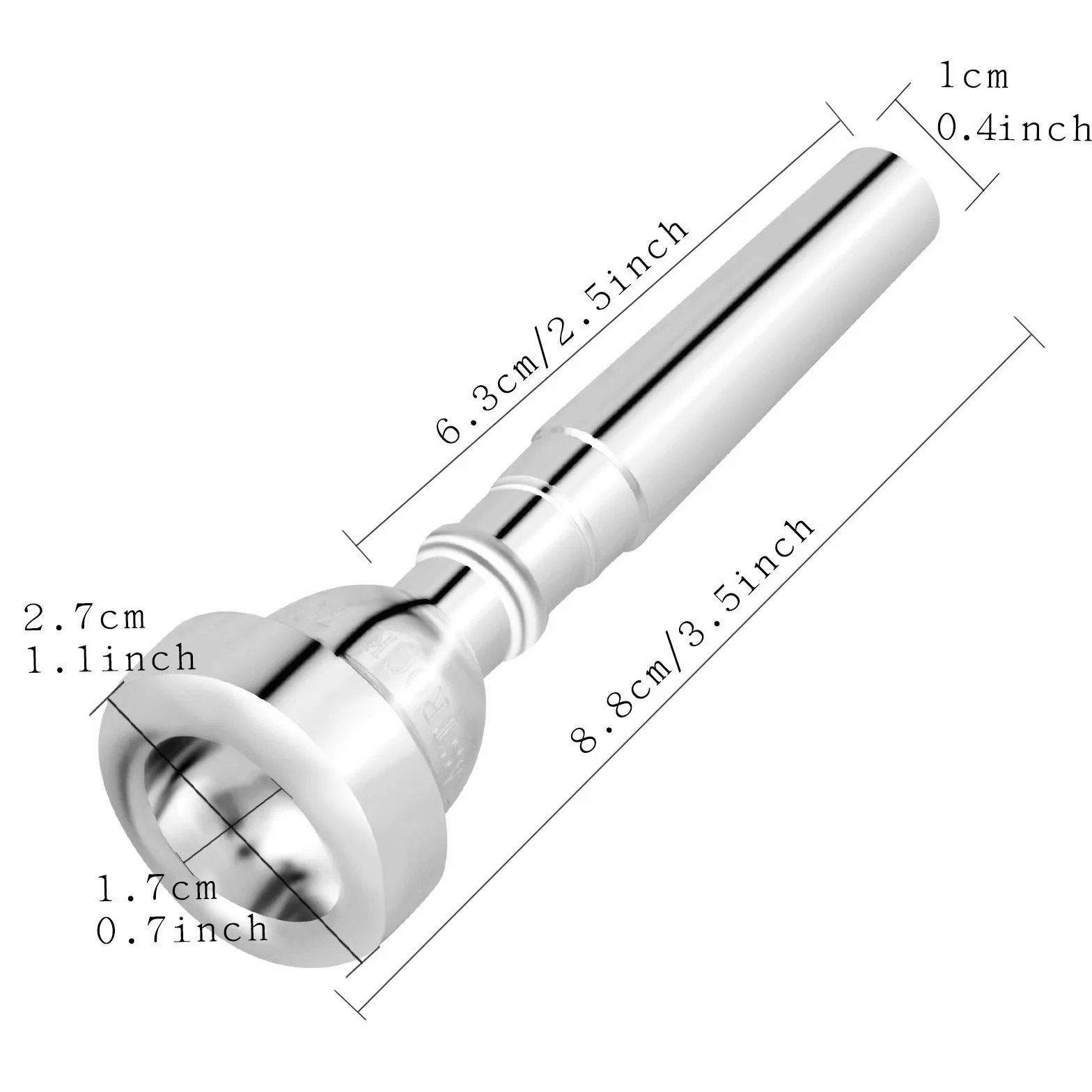 EastRock Bocchino per tromba placcato argento 3C, Bb tromba di ricambio in ottone per principianti giocatori professionisti (3C)