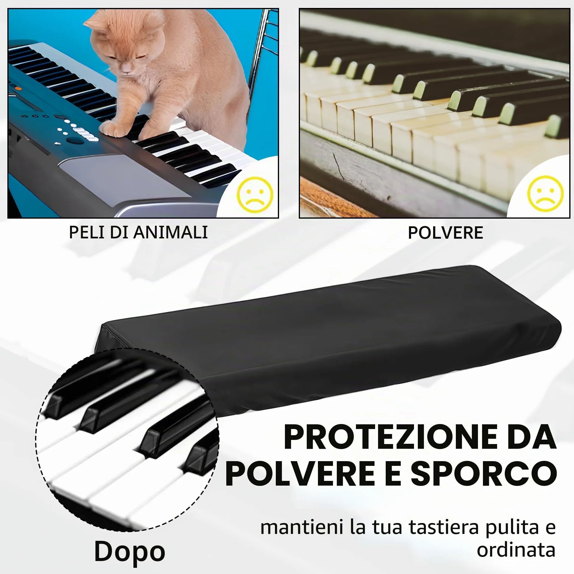 Musiin Copertura per tastiera per pianoforte a 76 tasti, compatibile con MODX M7 KORG Pa5X 76, KRONOS 73, Roland FA-07 e altri, impermeabile, con coulisse regolabile e borsa per riporre la protezione