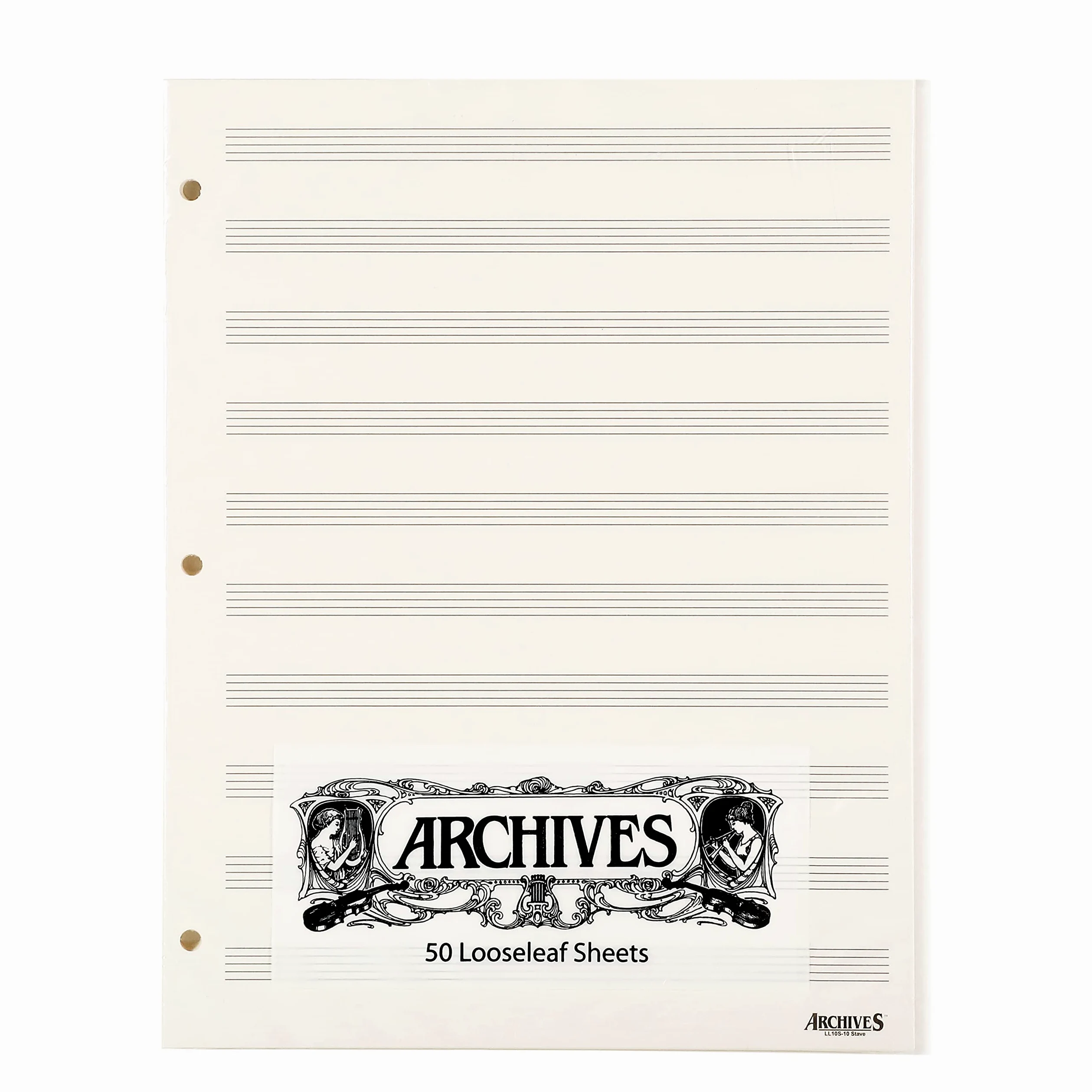 50 Fogli Pentagrammati Archives con Fori, 10 Pentagrammi