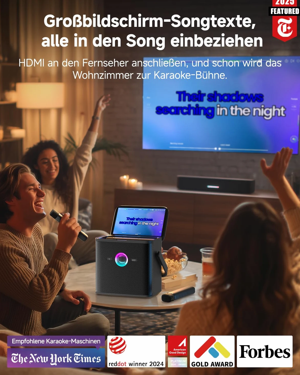 Ikarao Macchina per karaoke per adulti, con schermo di visualizzazione dei testi, tablet per karaoke da 32 GB, 2 microfoni wireless, altoparlante per karaoke con equalizzatore automatico, connessione