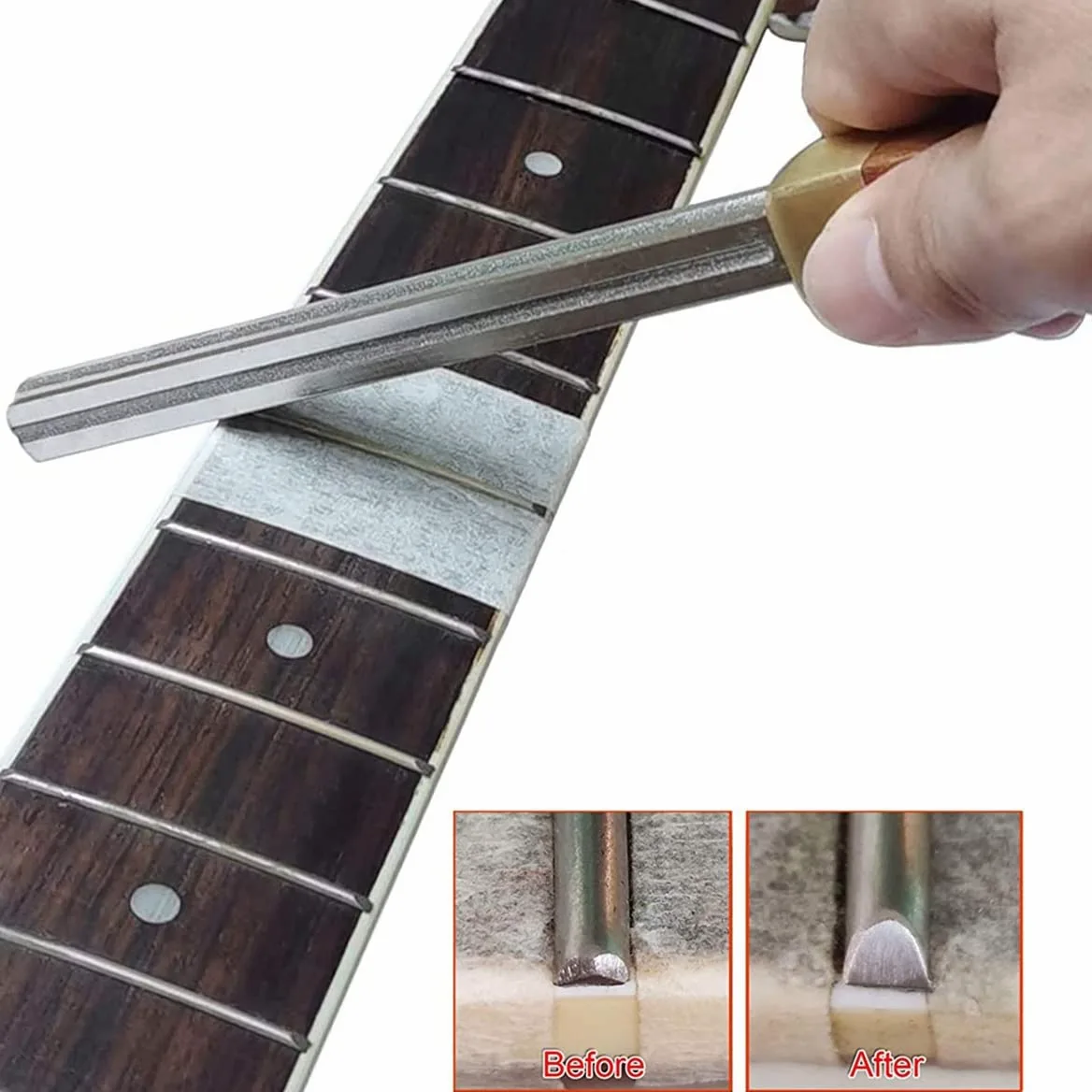 Lima per coronazione dei tasti della chitarra, lima per bordi dei tasti, strumento arrotondato per estremità dei tasti, lima per tasti con rivestimento diamantato