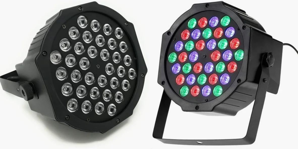 Set Centralina DMX MIXER 512 controller luci disco effetti dj 192 con 2 Fari Luce con 36 Led di Colori Vari RGB da 36 Watt, Sensore Sonoro Integrato con Luci Colorate per Feste Discoteca Eventi