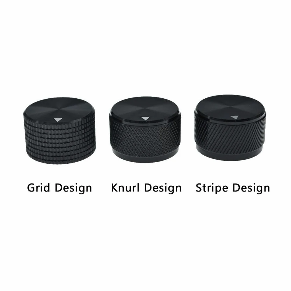 Dopro Manopole per potenziometro, in alluminio, 25 x 15,5 mm, universali da 1/4", con indicatore e vite per chitarra, basso, pedale effetto colore: nero