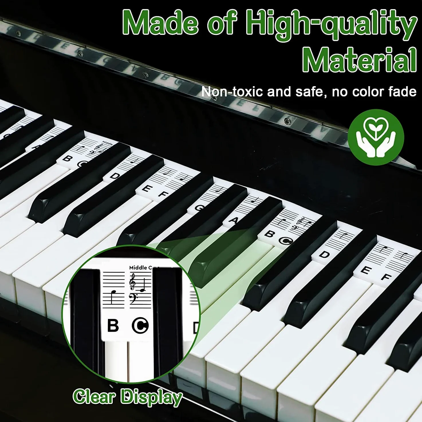 Adesivo per Tastiera del Pianoforte,Adesivo per note di pianoforte,Etichette per Tastiera Pianoforte,Pianoforte pieghevole,Adesivi per Tastiera di Pianoforte,Guida Alle Note di Pianoforte