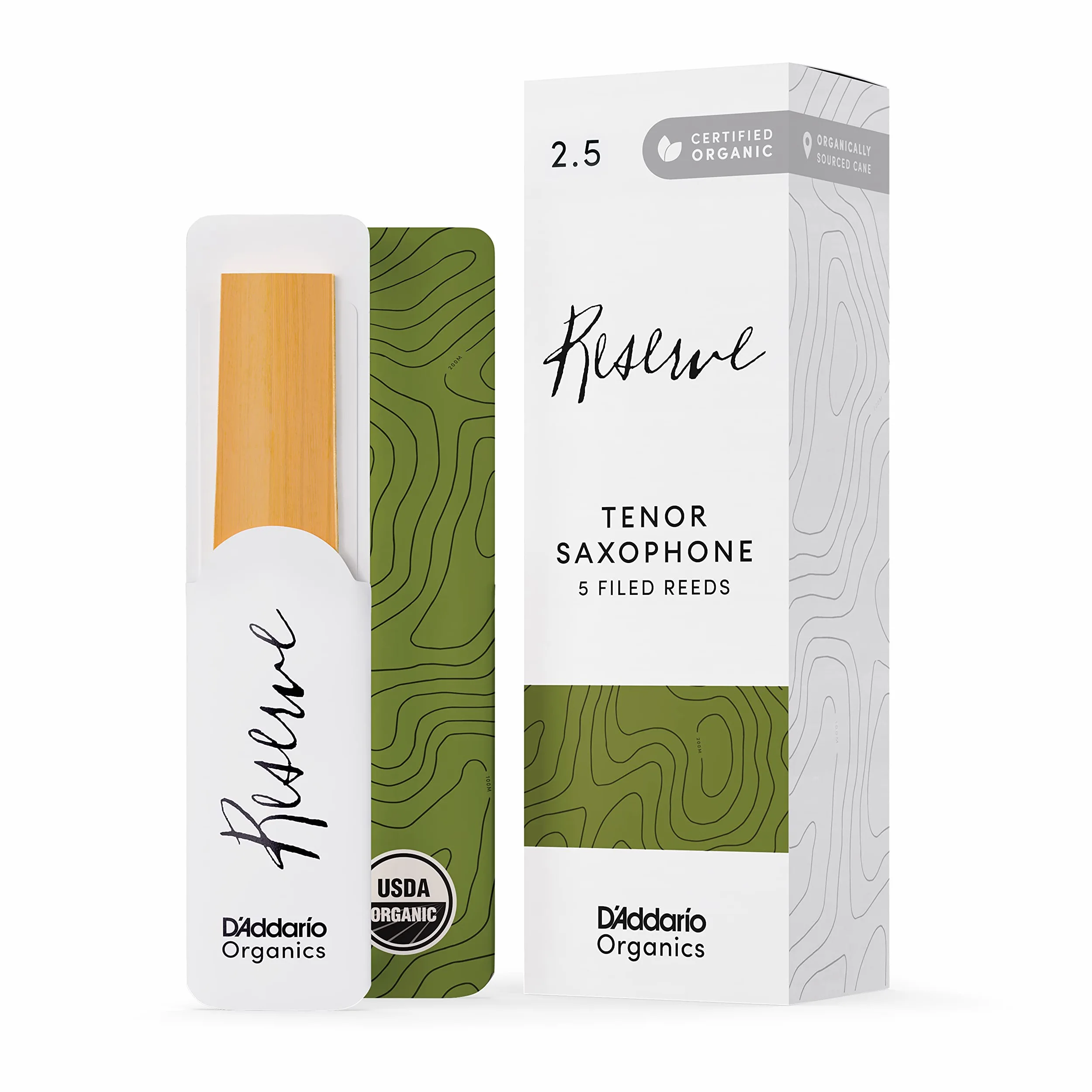 D'Addario Organic Reserve Tenor Ance per Sassofono - Ance per Sax - La prima e unica Ancia Biologica - 2.5 La Forza, 10 Pacchetto